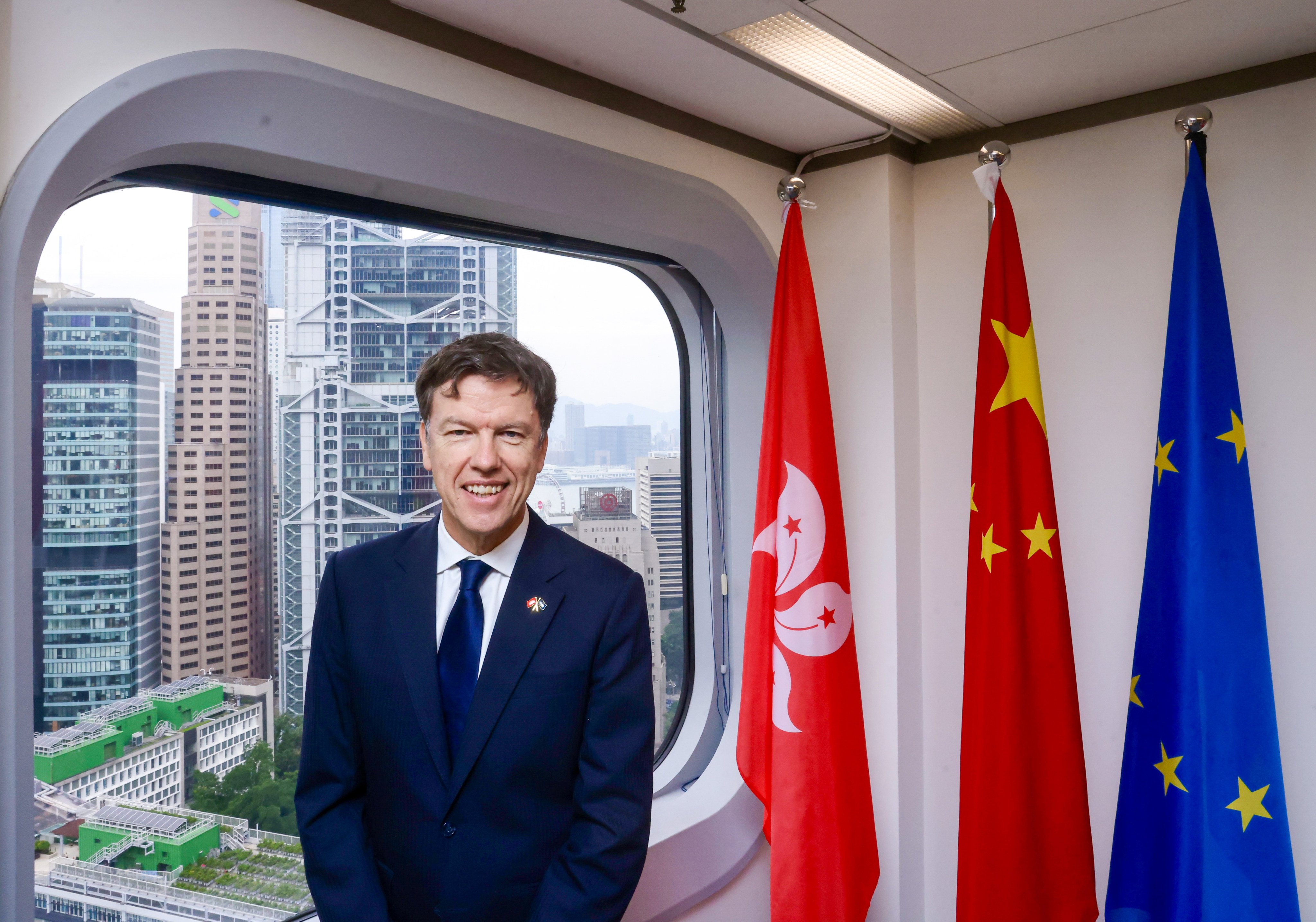 Harvey Rouse, head of the EU Office in Hong Kong, says the bloc and the city are exploring a financial services dialogue to bolster ties on sustainable finance. Photo: Jonathan Wong