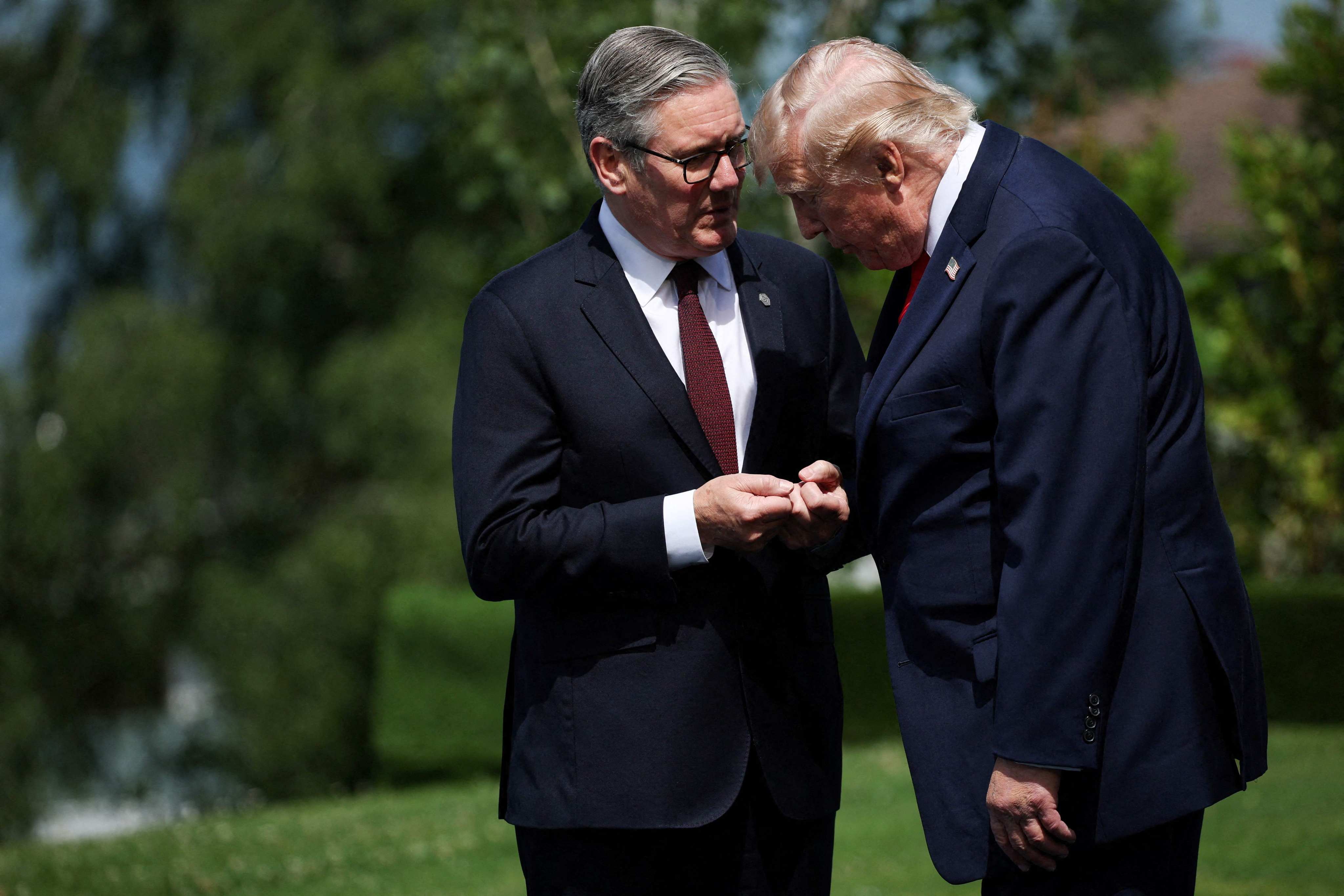 Britain’s Prime Minister Keir Starmer and US President Donald Trump at the recent G7 summit in Evian, France,. Photo: AFP