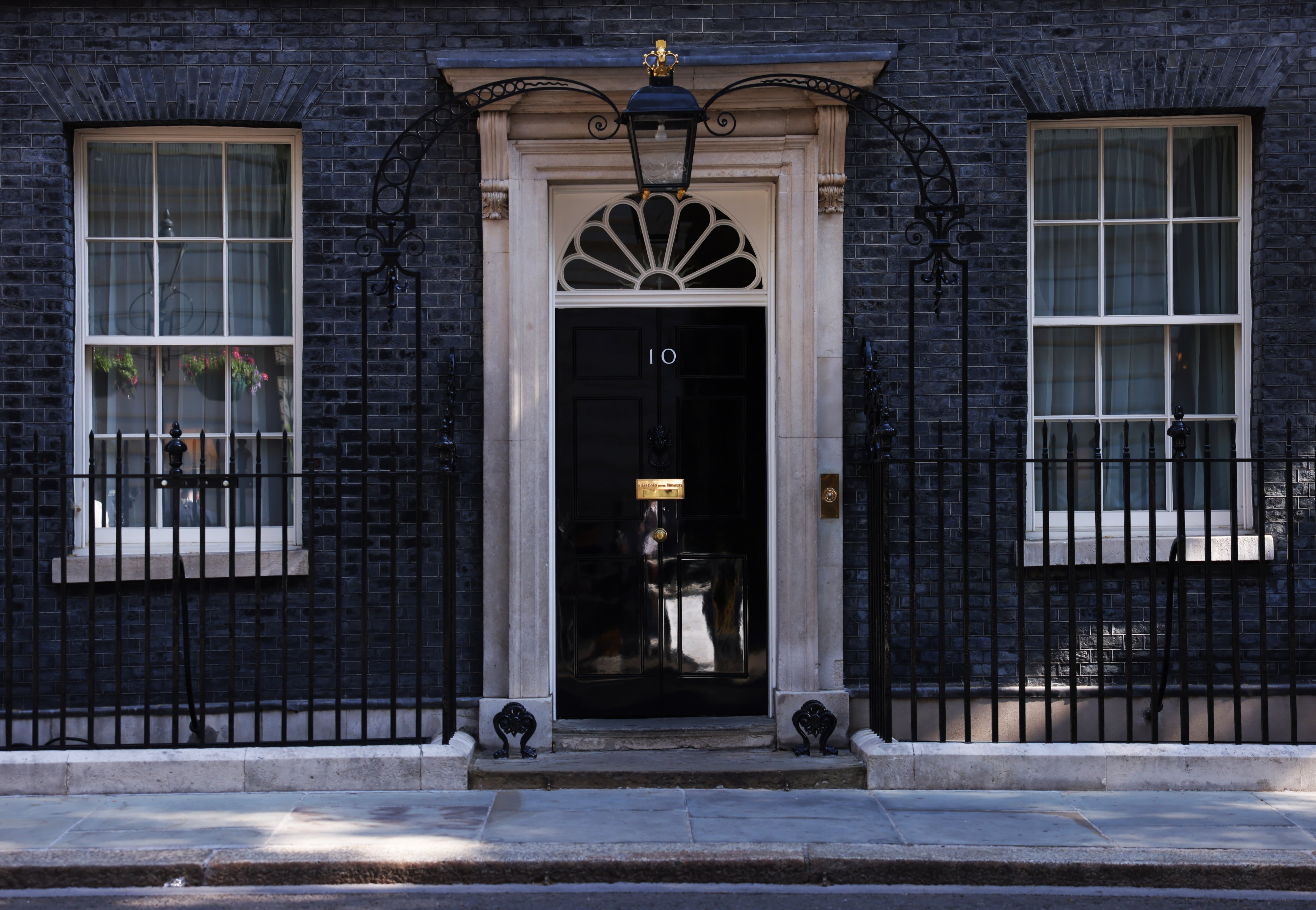 The iconic door of 10 Downing Street in London. Photo: EPA