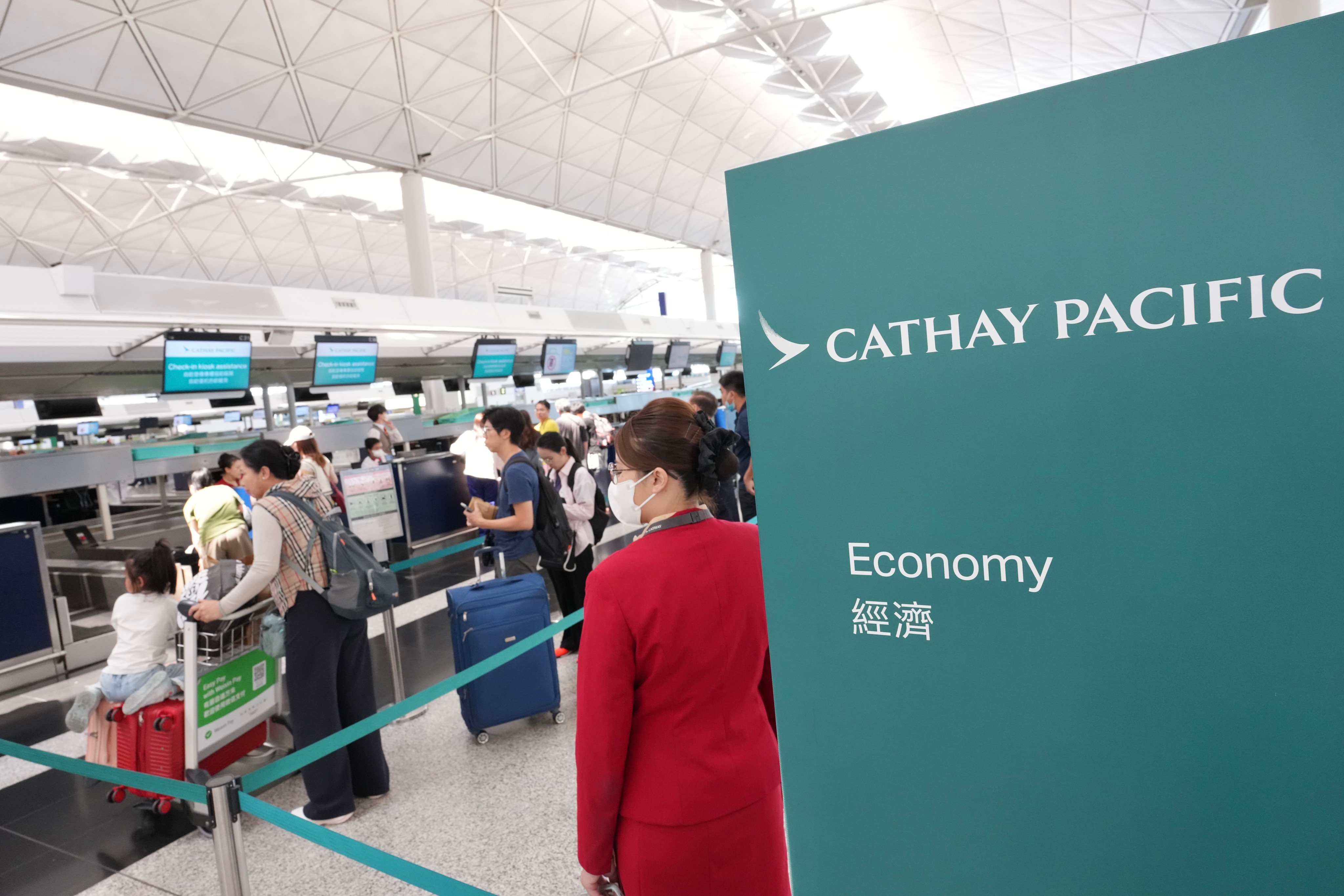 A Cathay Pacific check-in area at Hong Kong's airport. Photo: Karma Lo