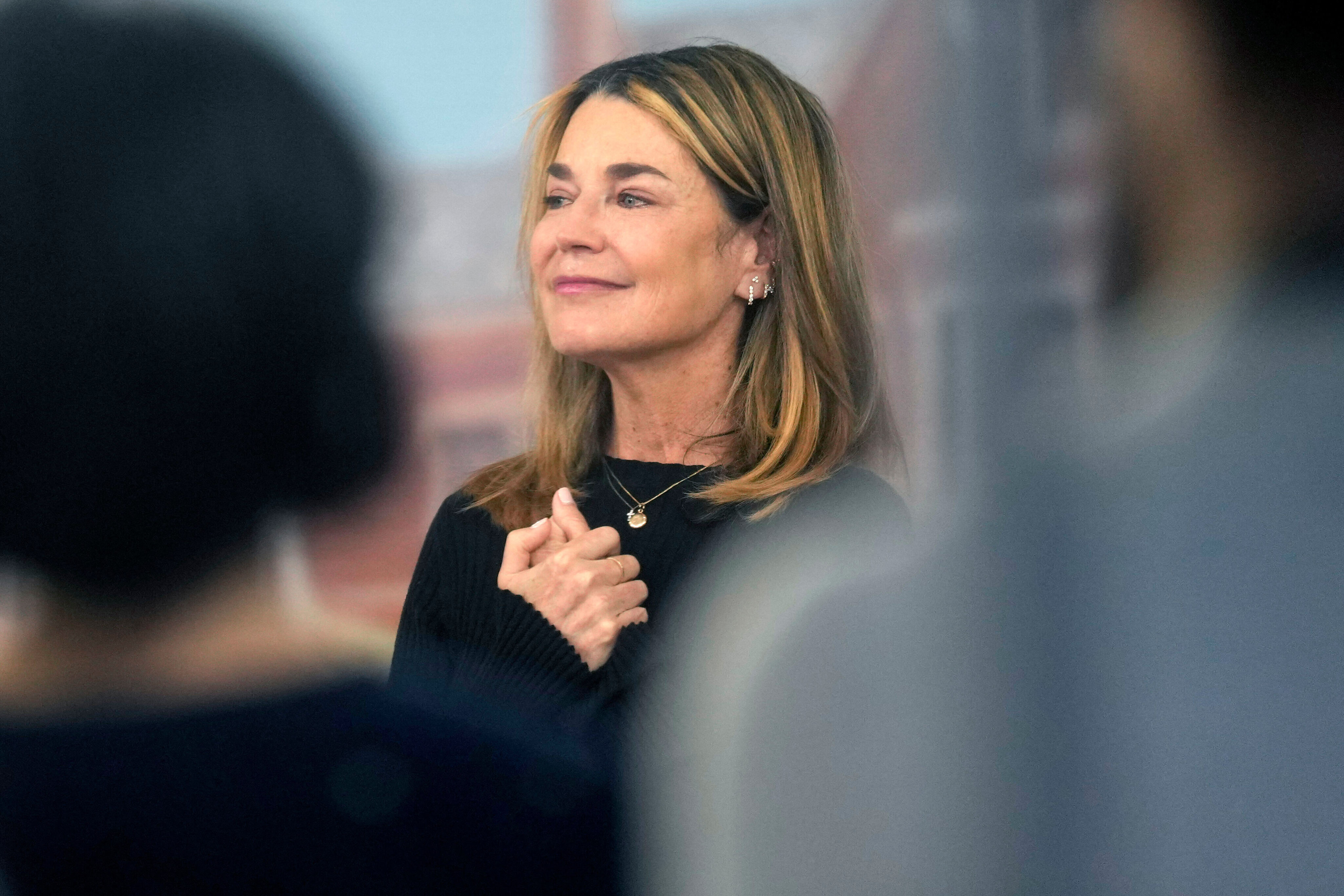 Savannah Guthrie visits the Today show at Rockefeller Plaza in New York in March. Photo: AP