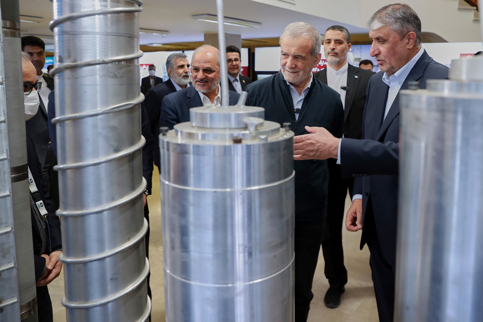 Iranian President Masoud Pezeshkian at an exhibition of Iran’s nuclear achievements in Tehran in 2025. Photo: Iranian Presidency via AP