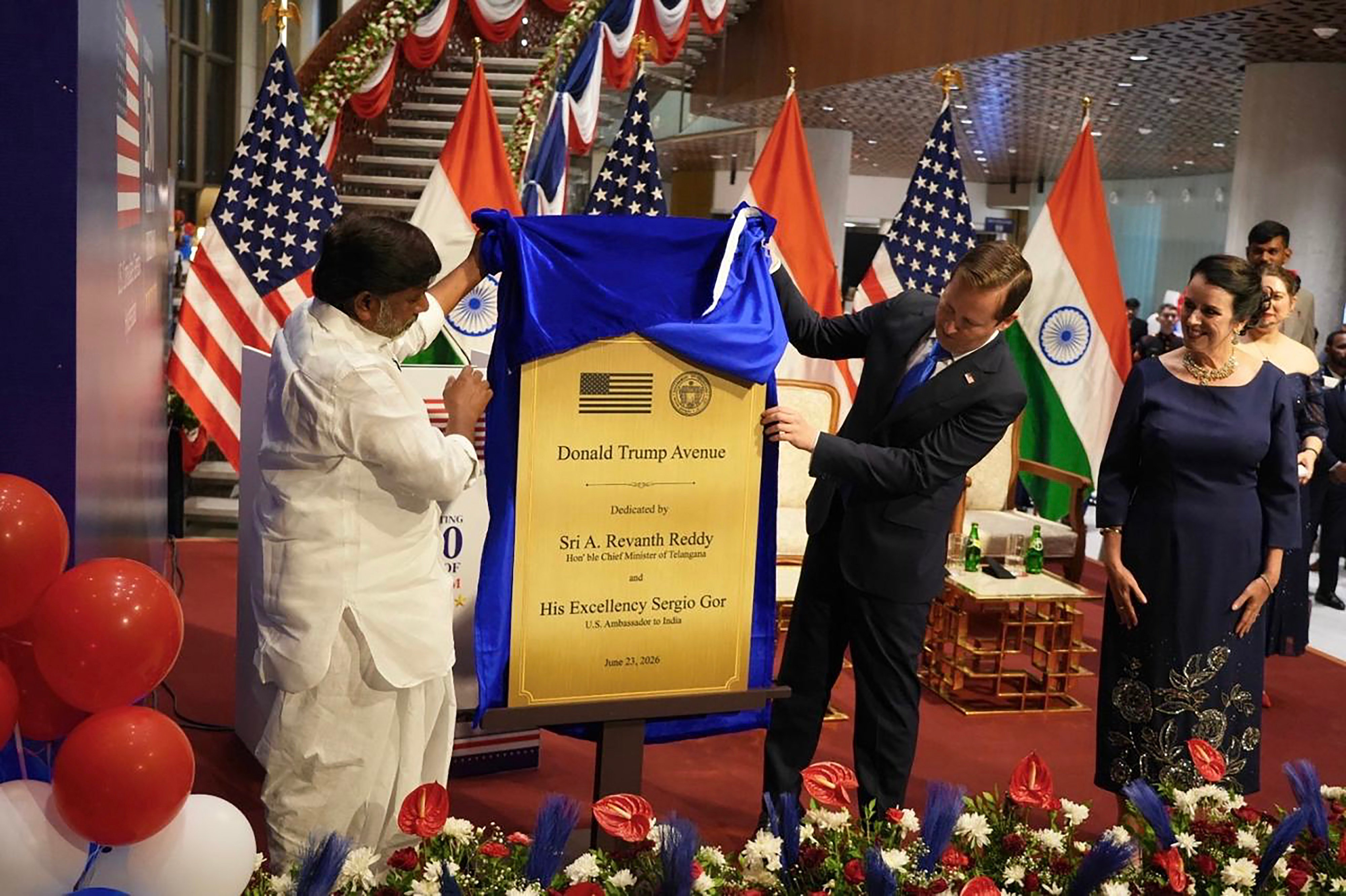 In honour of the United States’ 250th birthday, Telangana’s Deputy Chief Minister Bhatti Vikramarka Mallu unveiled a plaque officially renaming a road beside the US Consulate as 'Donald Trump Avenue'. Photo: X/USAndHyderabad