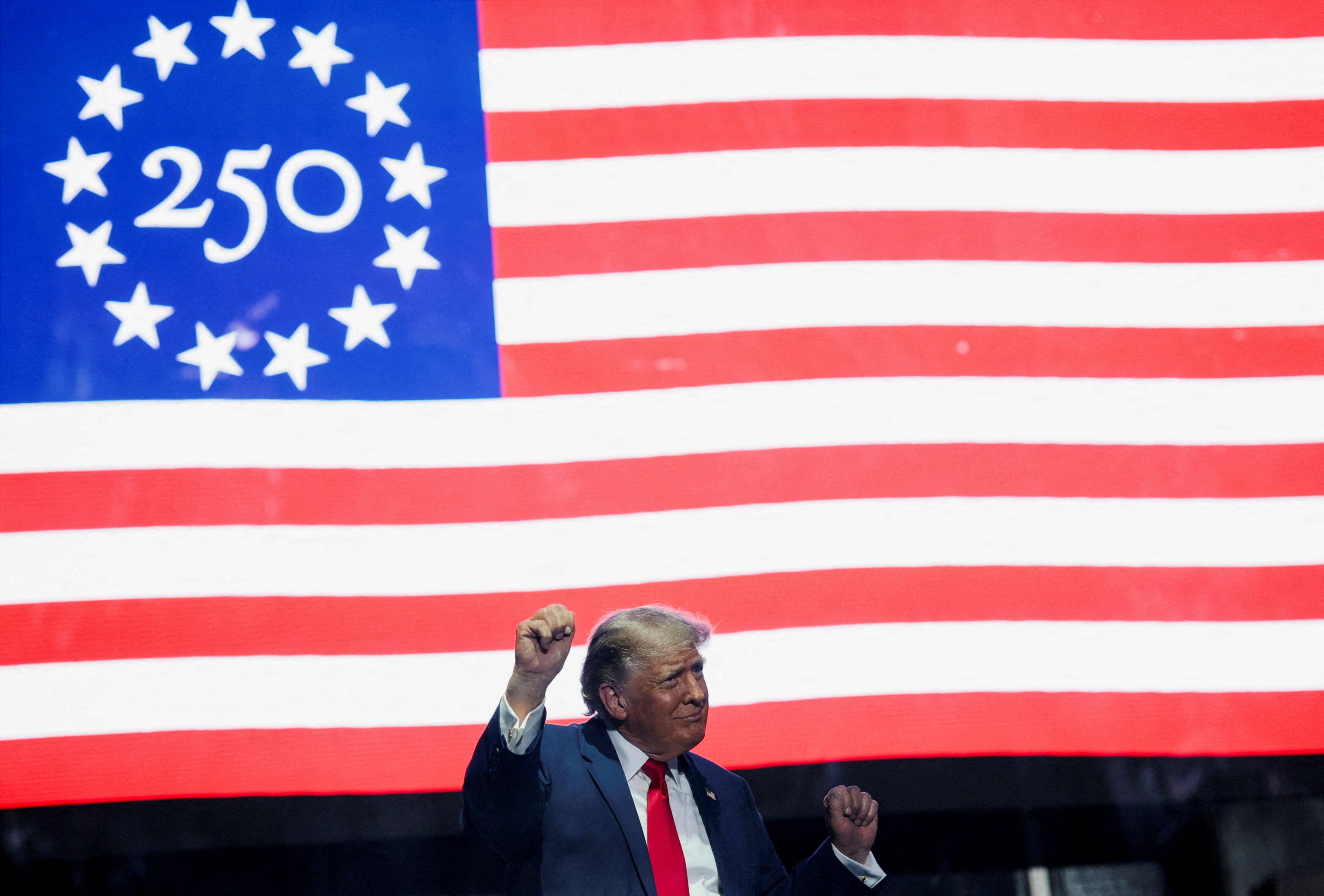 US President Donald Trump doing his usual dance. Photo: Reuters