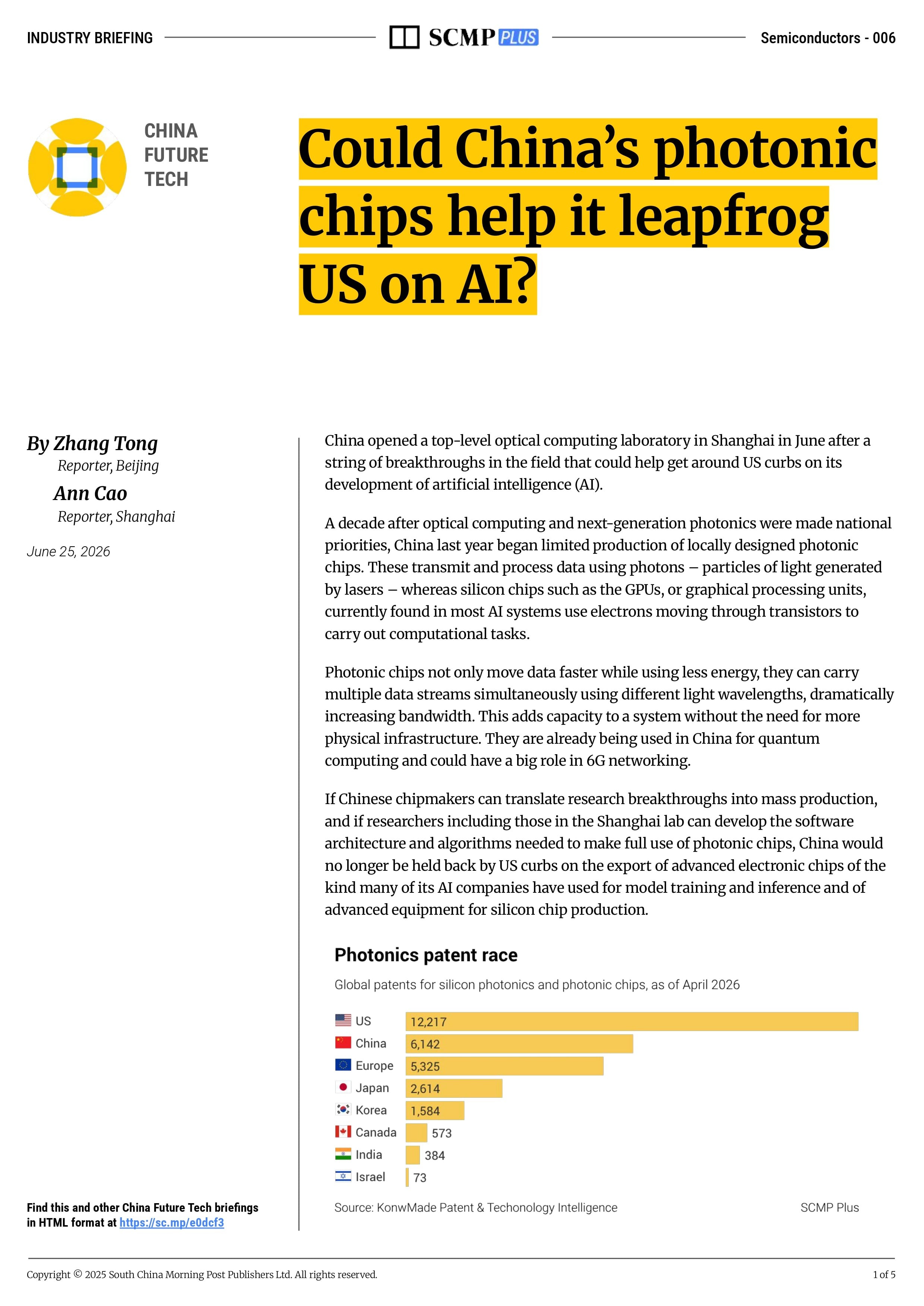 Could China’s photonic chips help it leapfrog US on AI?