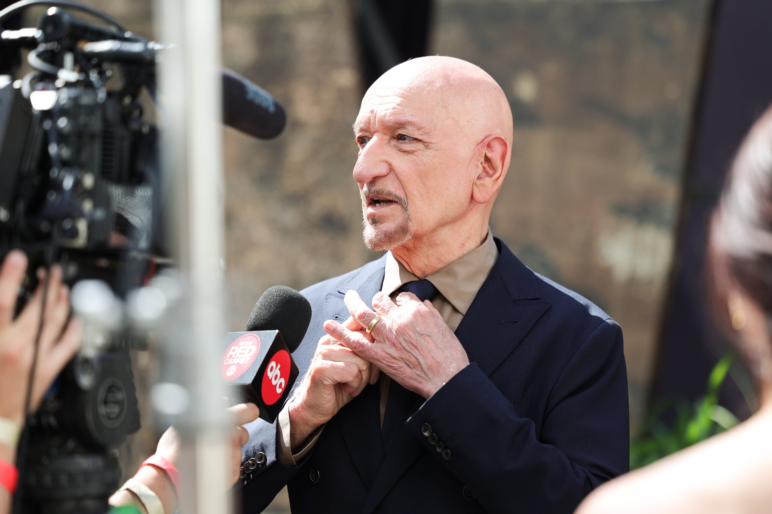 Ben Kingsley is interviewed at a screening of Disney+’s Wonder Man at the Television Academy in Los Angeles on June 7, 2026. Photo: TNS