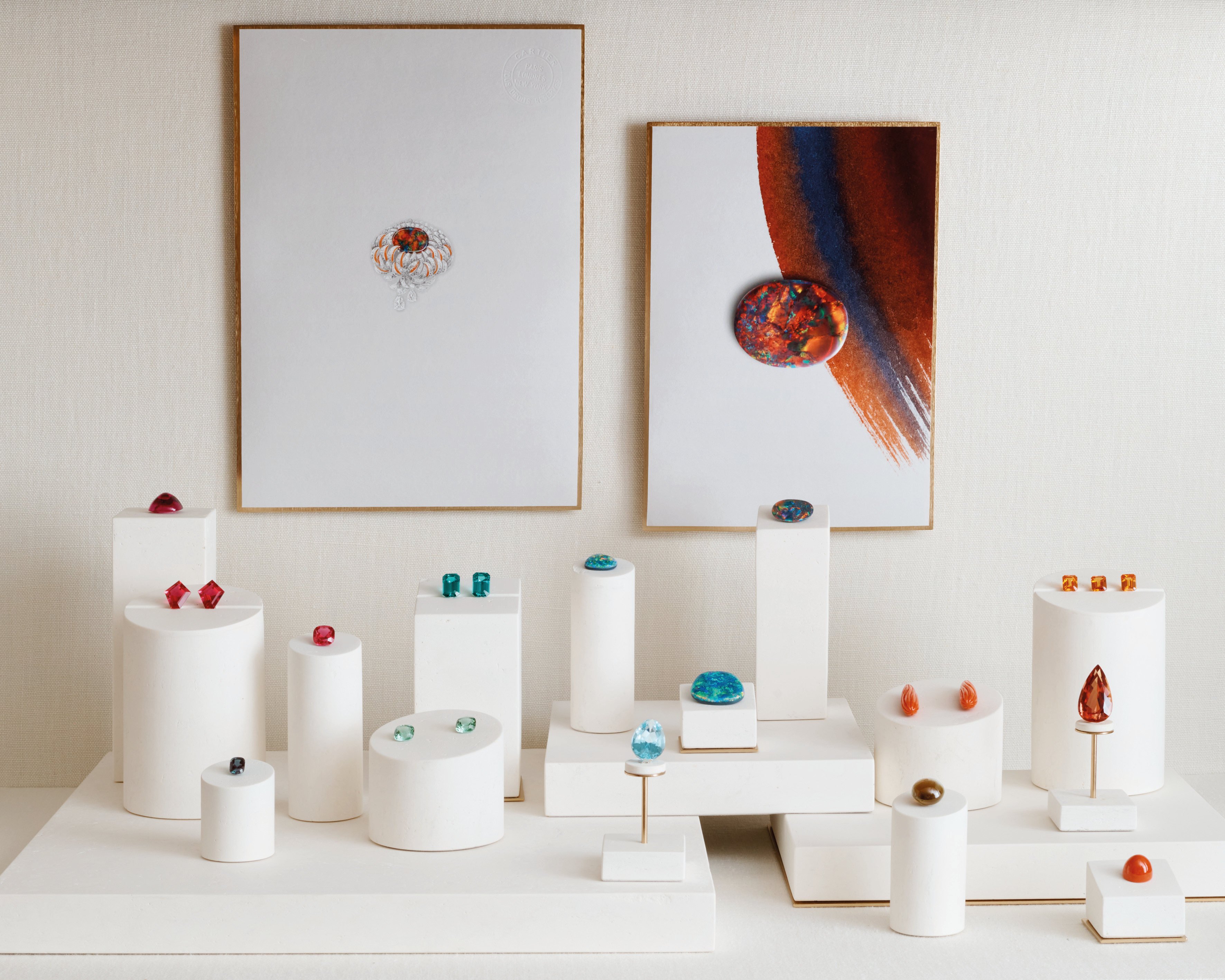 Gemstones used in Cartier’s Le Chœur des Pierres collection, on display at the collection’s unveiling in Saint-Tropez, in May. Photo: Handout