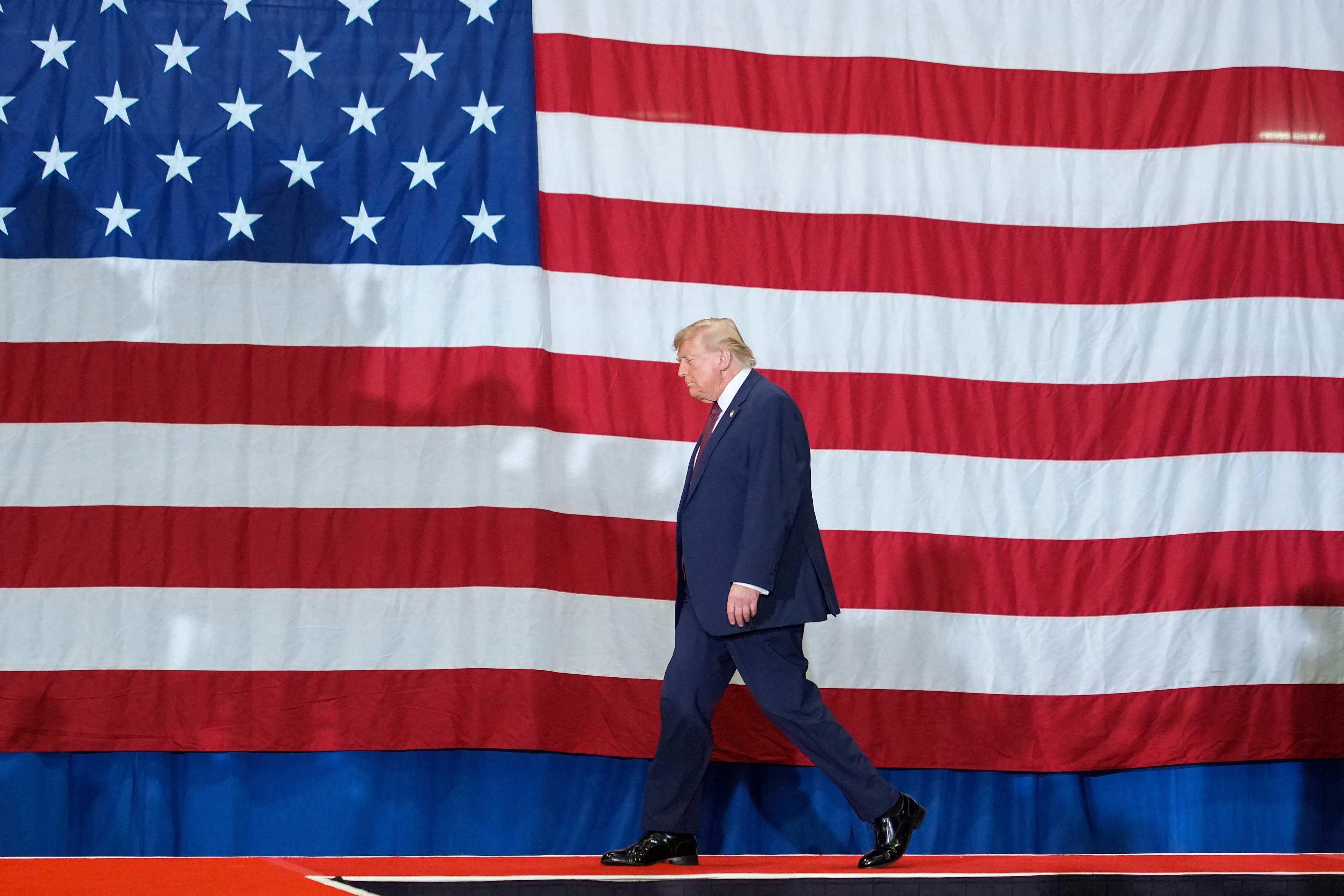 US President Donald Trump arrives to deliver a speech at the Mack Trucks Lehigh Valley Operations facility in Macungie, Pennsylvania, on June 23. Photo: Getty Images via AFP