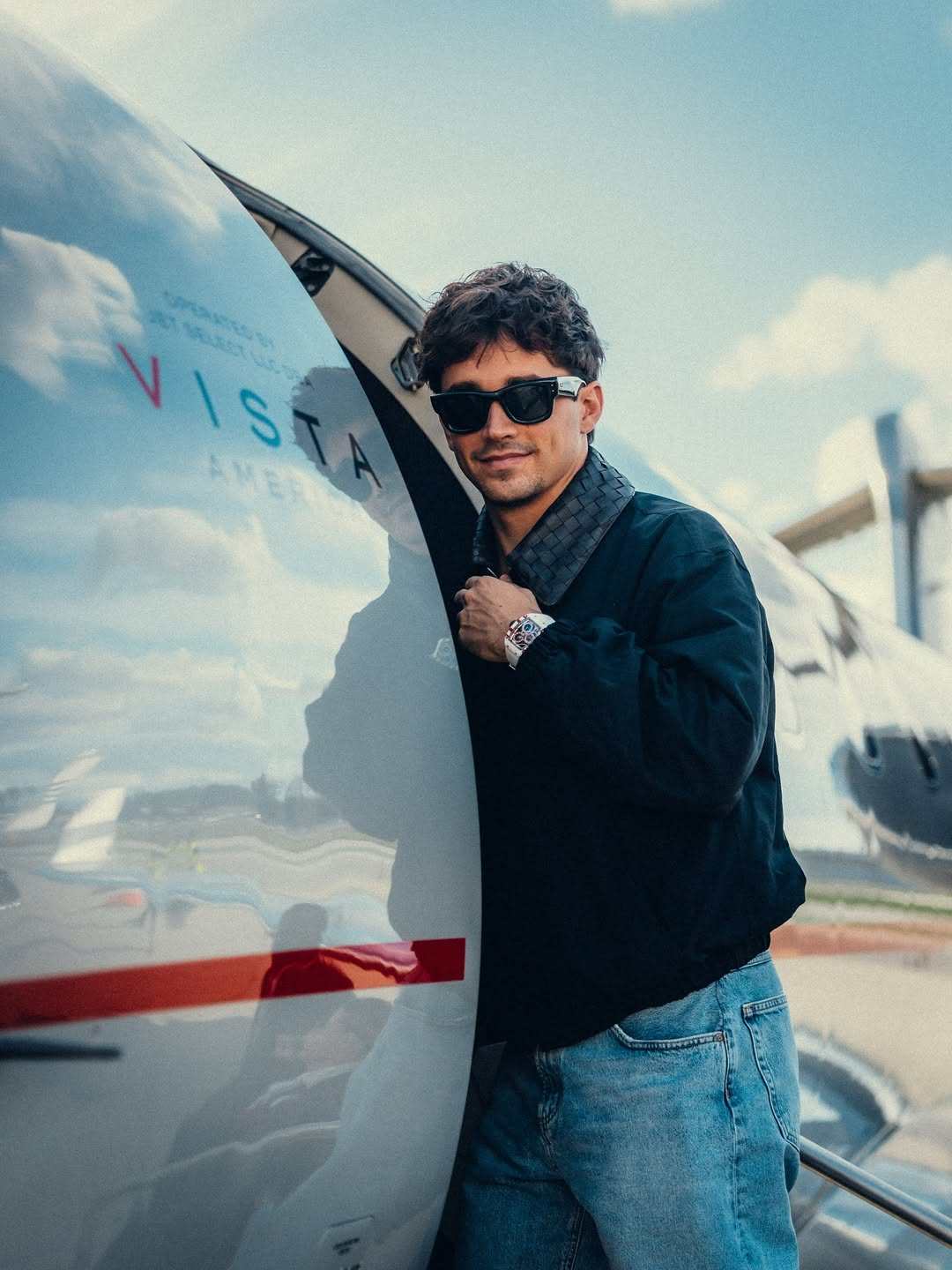 Ferrari Formula One driver Charles Leclerc, wearing one of his prized watches. Photo: @charles_leclerc/Instagram