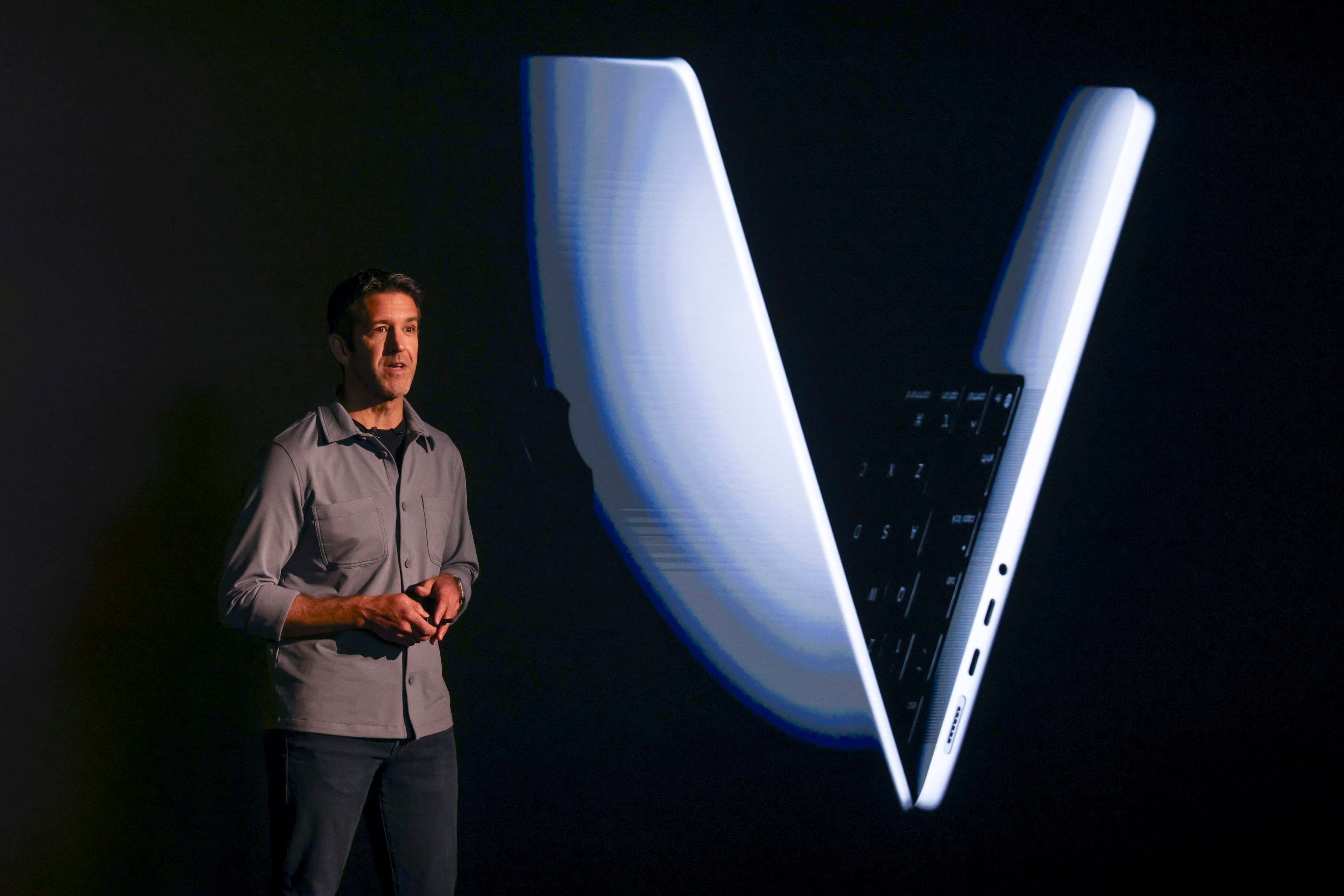 Apple’s incoming CEO John Ternus, who will take over from Tim Cook on September 1, announces new products, including the MacBook Neo, in New York, in this file photo dated March 4, 2026. Photo: EPA