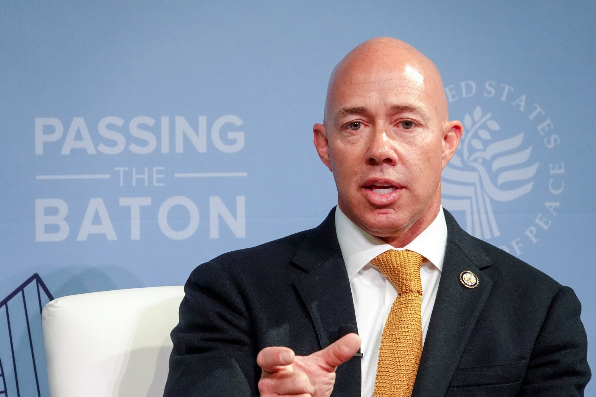 US congressman Brian Mast, seen in 2025, says that even a small lead over China in AI tech provides benefits to the US. Photo: US Institute of Peace (CC BY-SA 2.0)