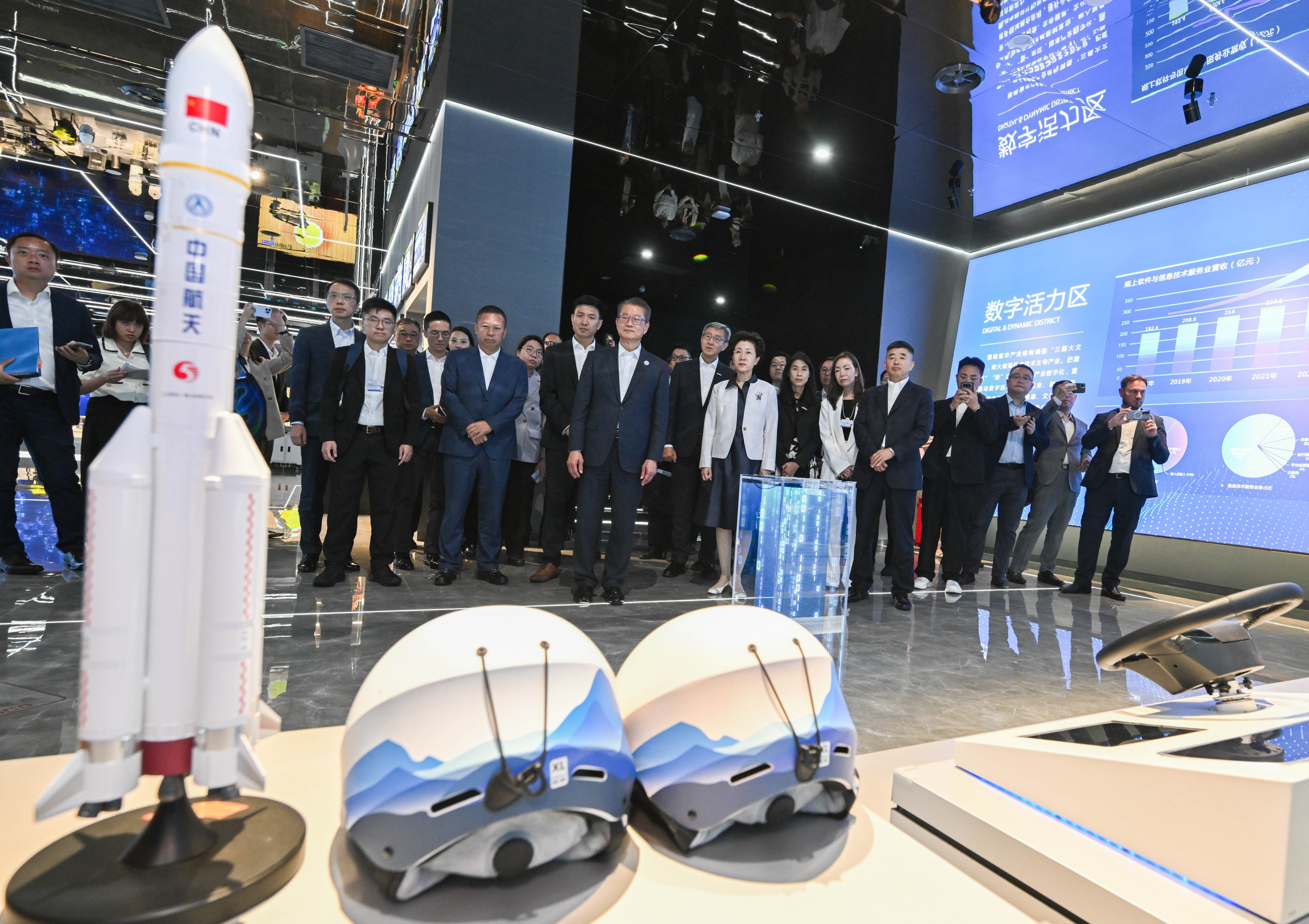 Paul Chan leads a delegation of representing Hong Kong innovation and technology enterprises to visit the Dalian High-tech Industrial Zone. Photo: Handout