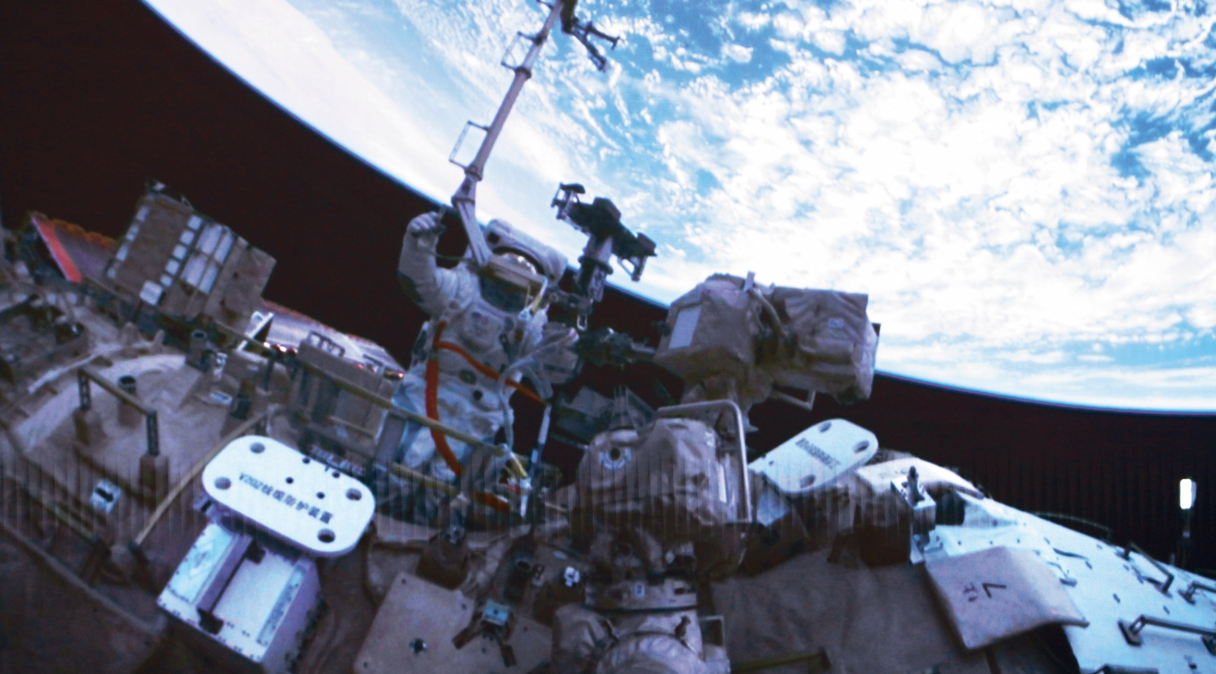 Shenzhou-21 astronaut Wu Fei performs extravehicular activities outside China’s orbiting space station in April. Photo: Xinhua