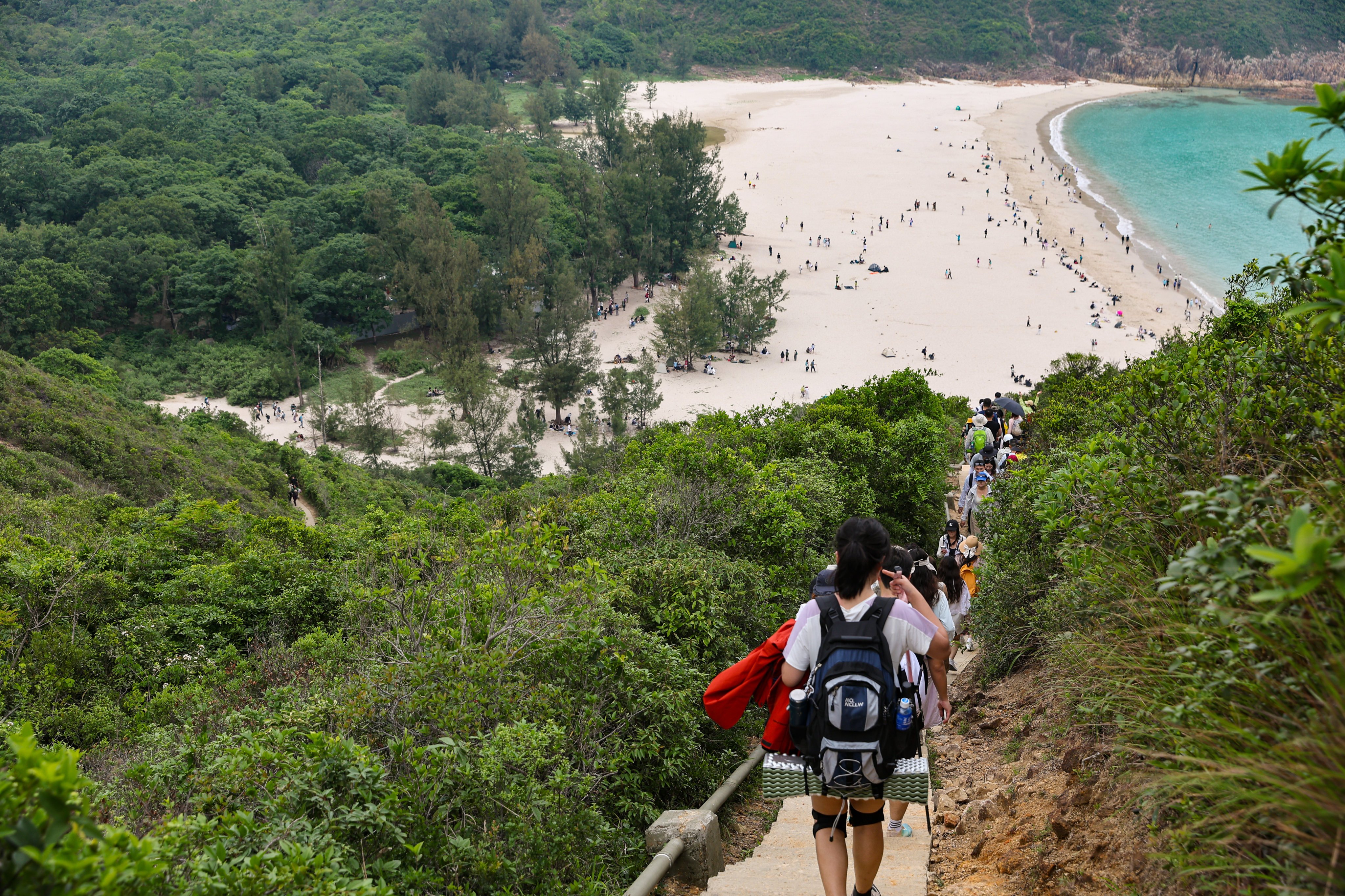Hikers on a trail in Long Ke Wan, part of the Hong Kong UNESCO Global Geopark in Sai Kung. Photo: Edmond So