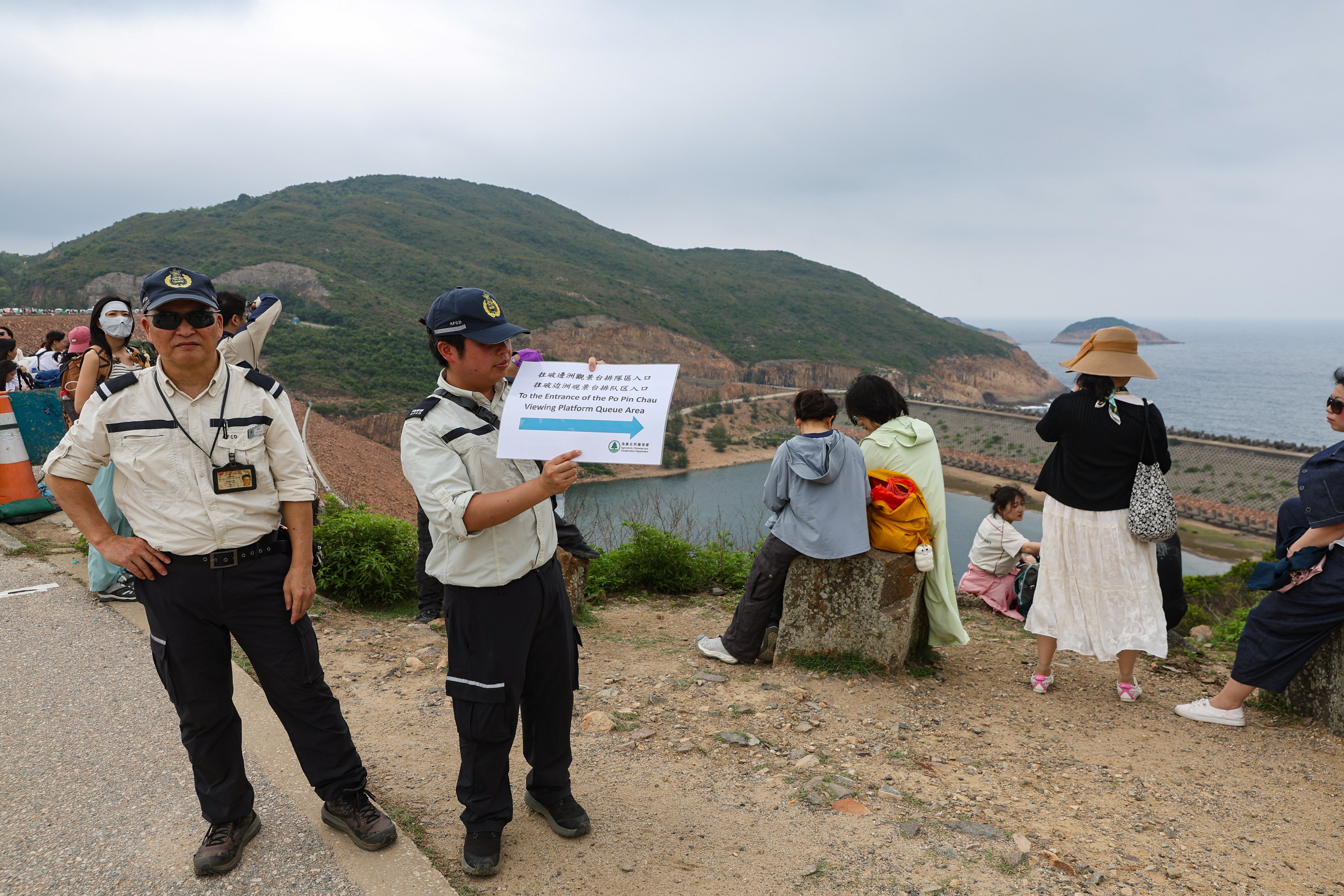 Authorities patrol High Island Reservoir East Dam in Sai Kung during the Labour Day holiday in May. Photo: Edmond So