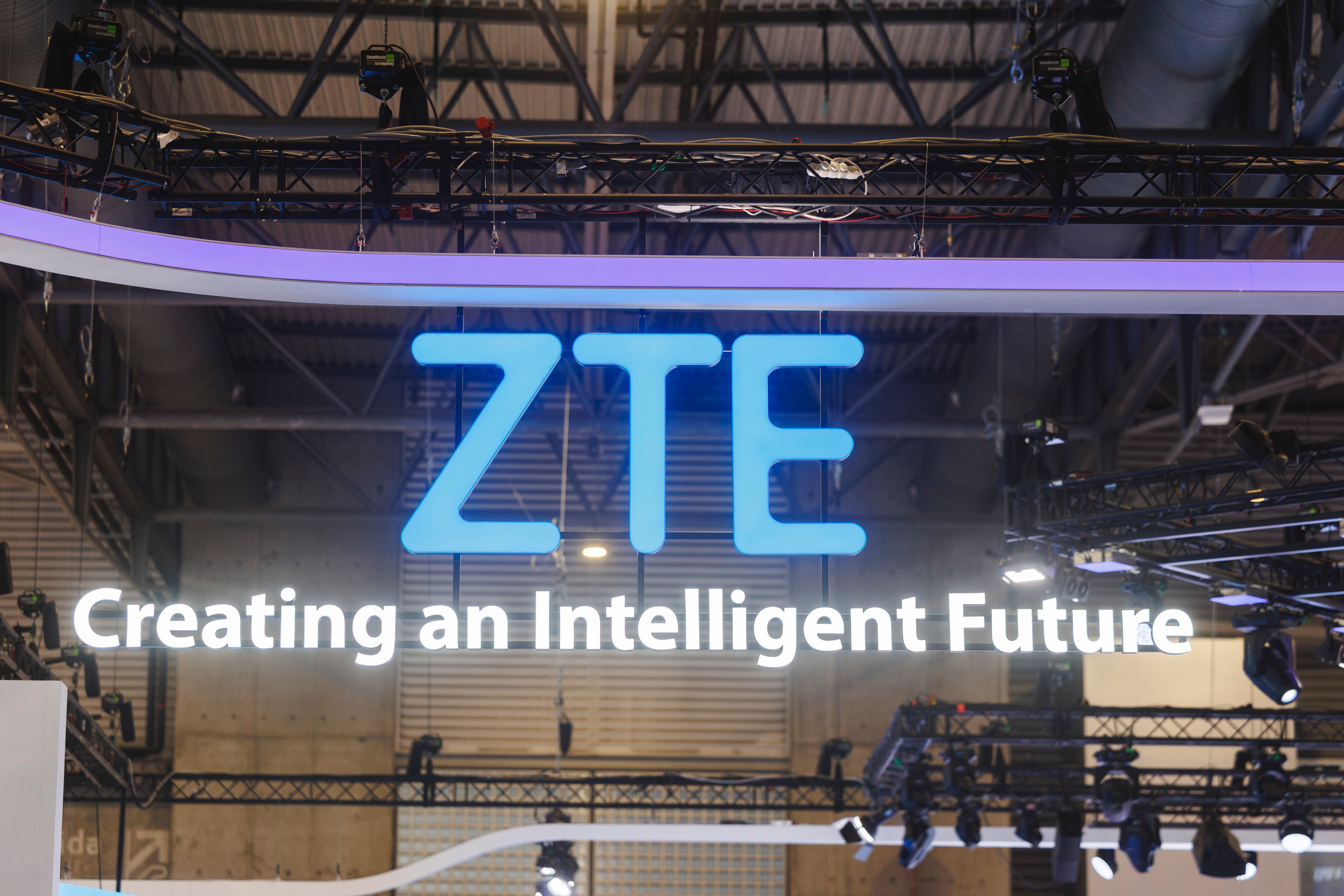 An illuminated ZTE logo is seen at the company’s booth at the Mobile World Congress 2026 in Barcelona, Spain Photo: Getty Images