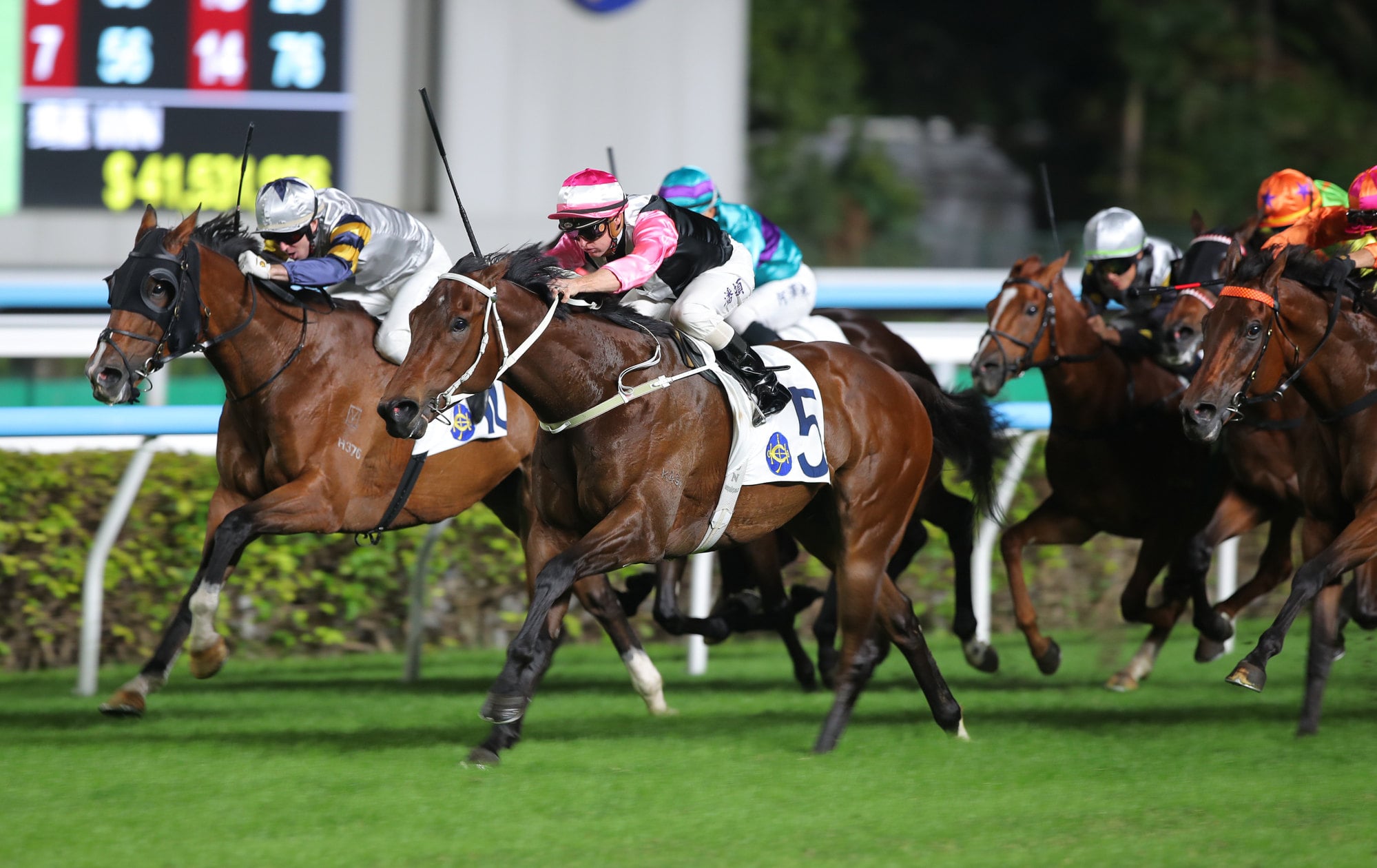 Beauty Bolt, ridden by Zac Purton, wins at Sha Tin.