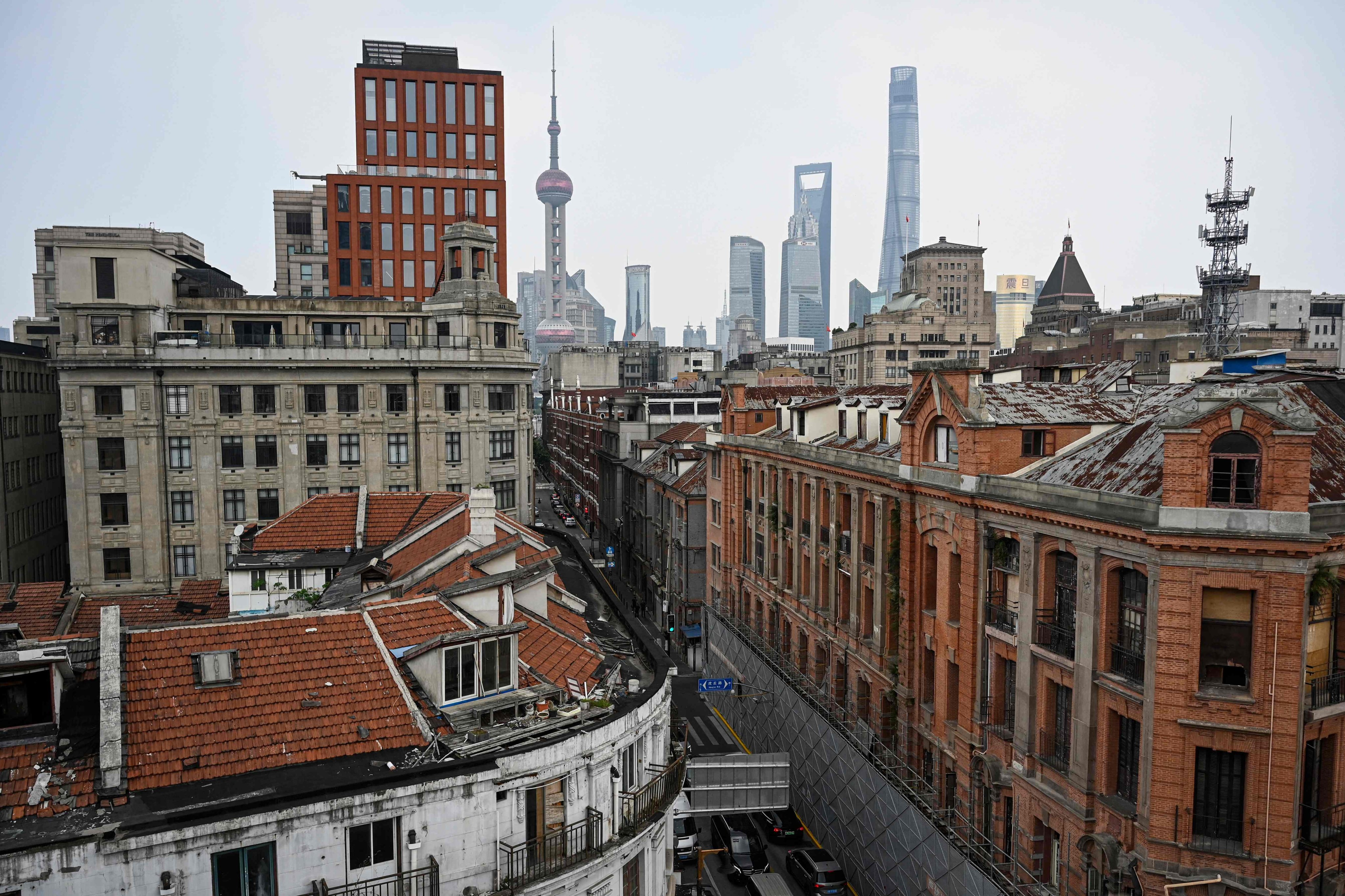 A general view shows the city skyline and historic buildings in Shanghai on June 2. Photo: AFP