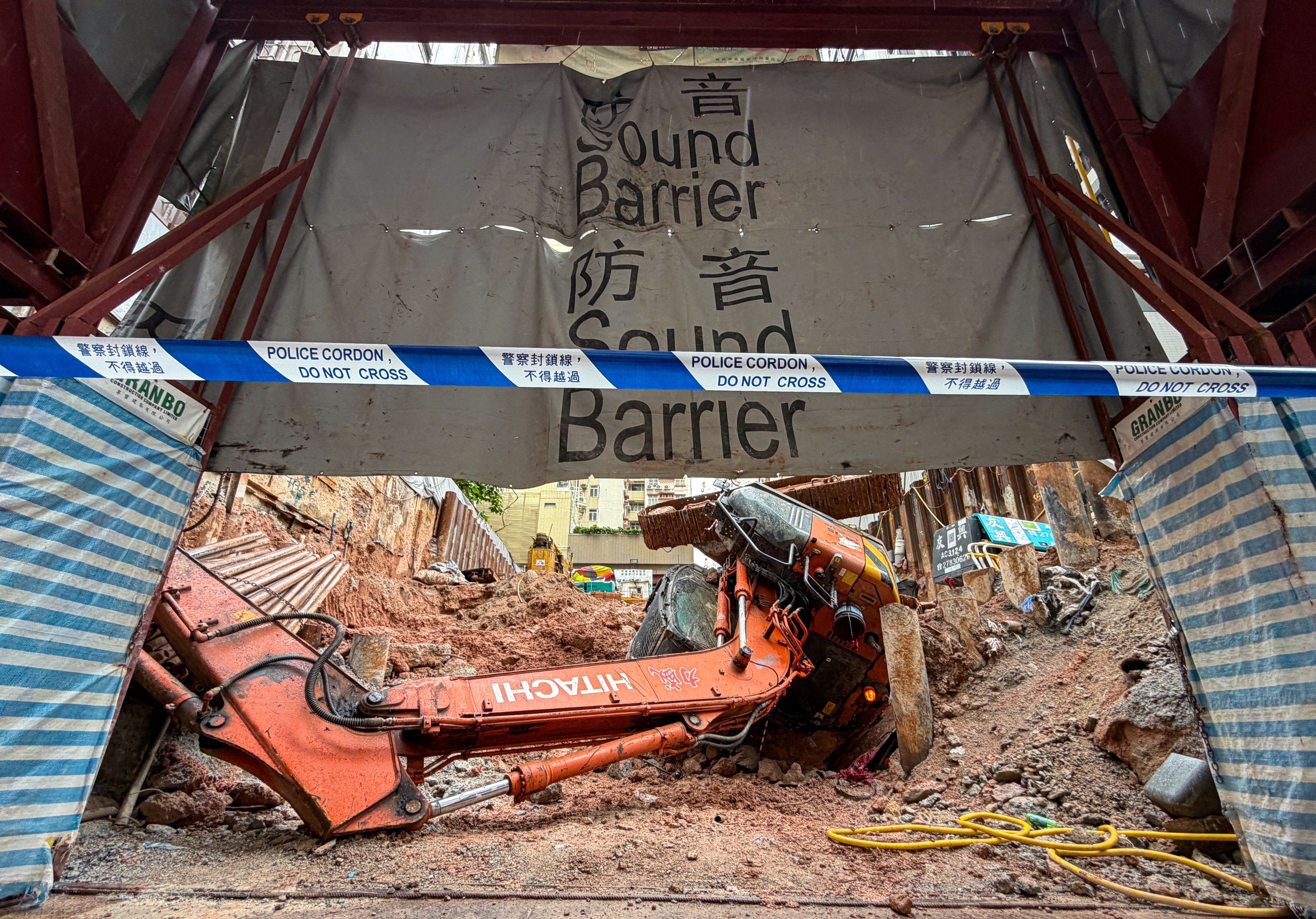 The vehicle accidentally tipped over at a construction site on Liberty Avenue. Photo: Jelly Tse