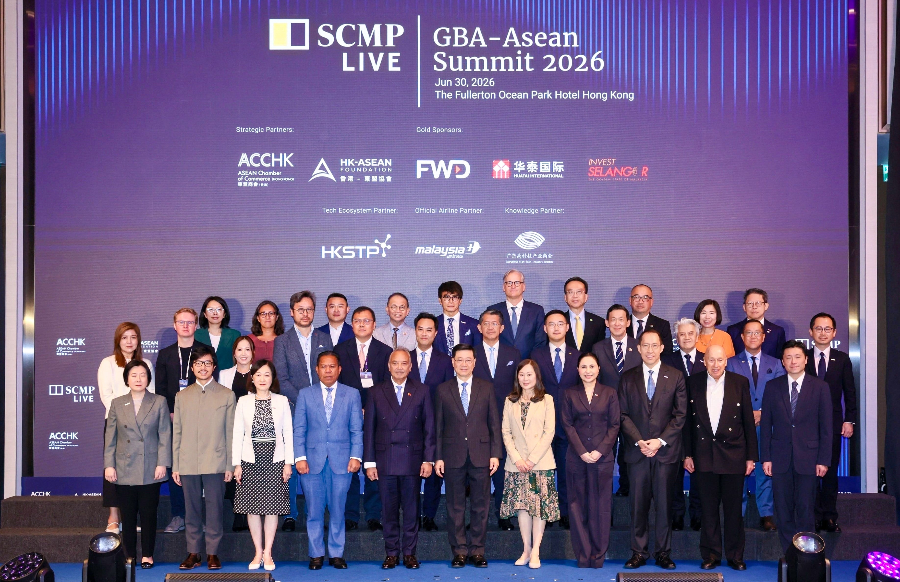 Chief Executive John Lee (centre) at the South China Morning Post’s GBA-Asean Summit. Photo: Handout