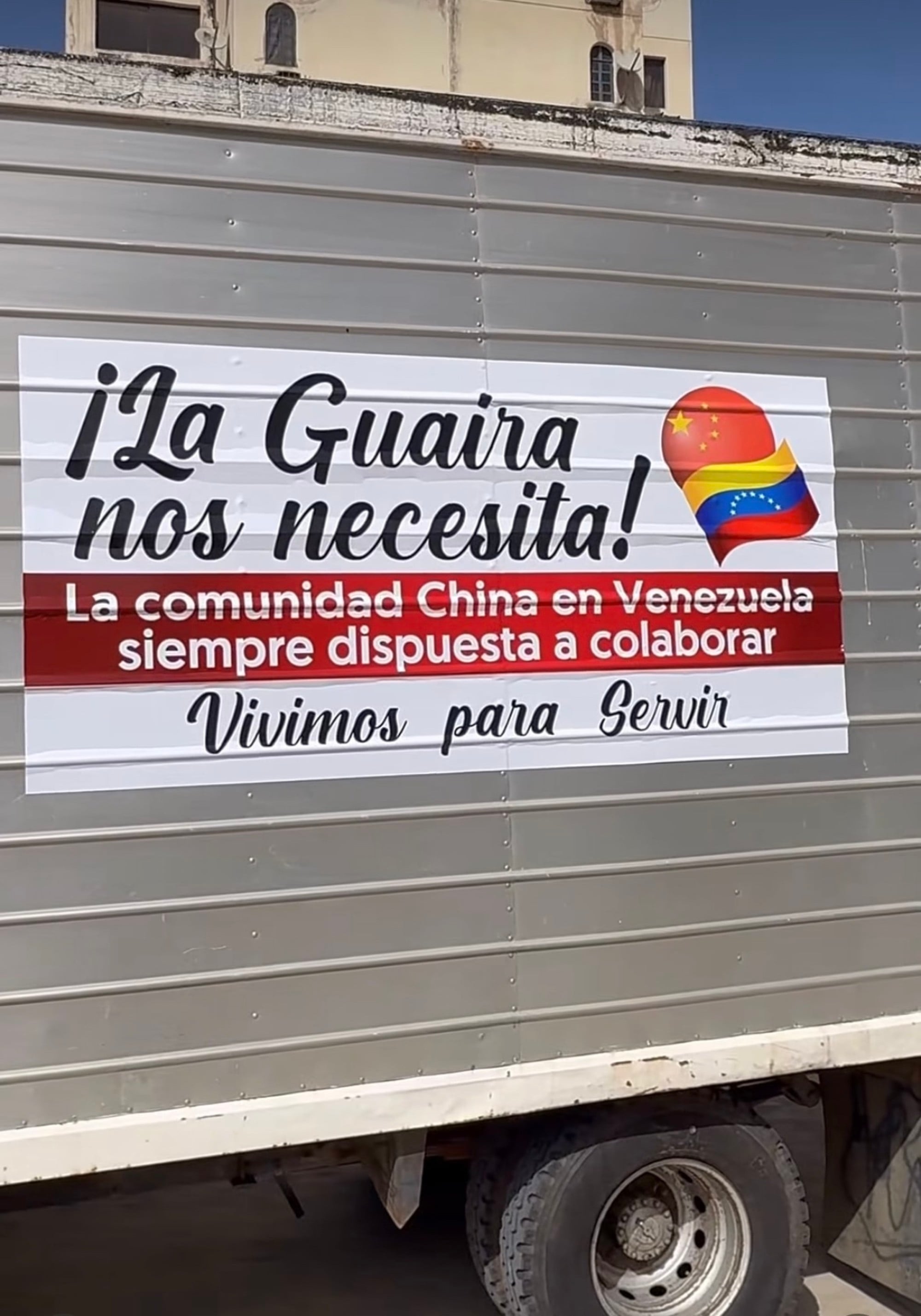 A relief truck displays a sign declaring support for La Guaira as Venezuela’s Chinese community delivers humanitarian supplies to earthquake-affected communities. Photo: Handout A relief truck displays a sign declaring support for La Guaira as Venezuela’s Chinese community delivers humanitarian supplies to earthquake-affected communities. Photo: Handout