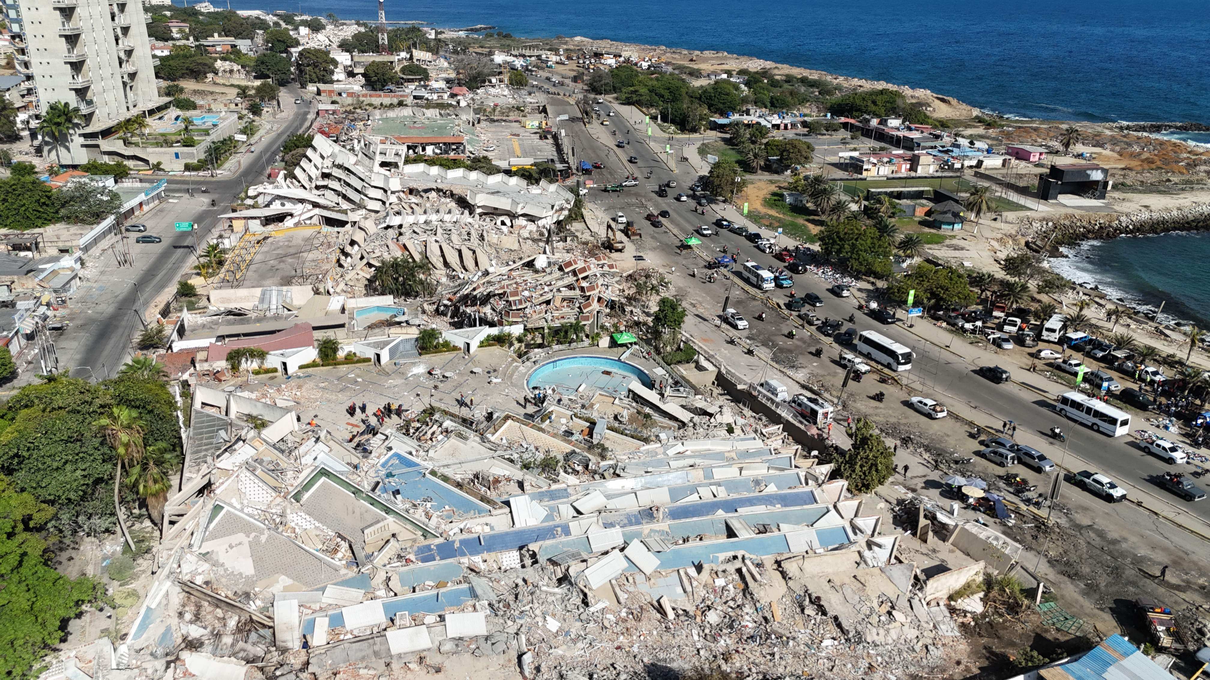 Extensive destruction to coastal buildings. Photo: AFP