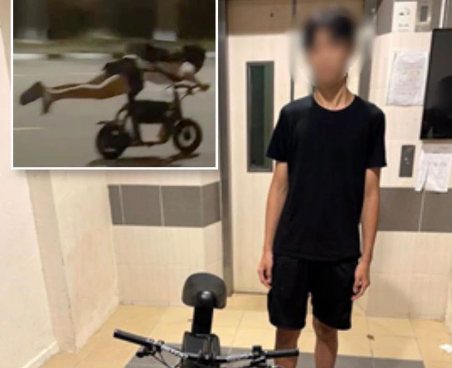 A personal mobility device rider in Singapore has been criticised on social media for his “Superman” stunt while speeding on the PMD. Photo: Facebook/Land Transport Authority