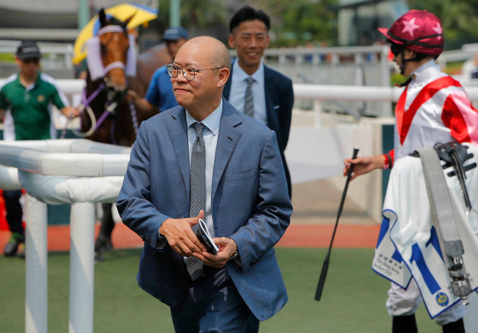 Chris So celebrates winning Sha Tin.