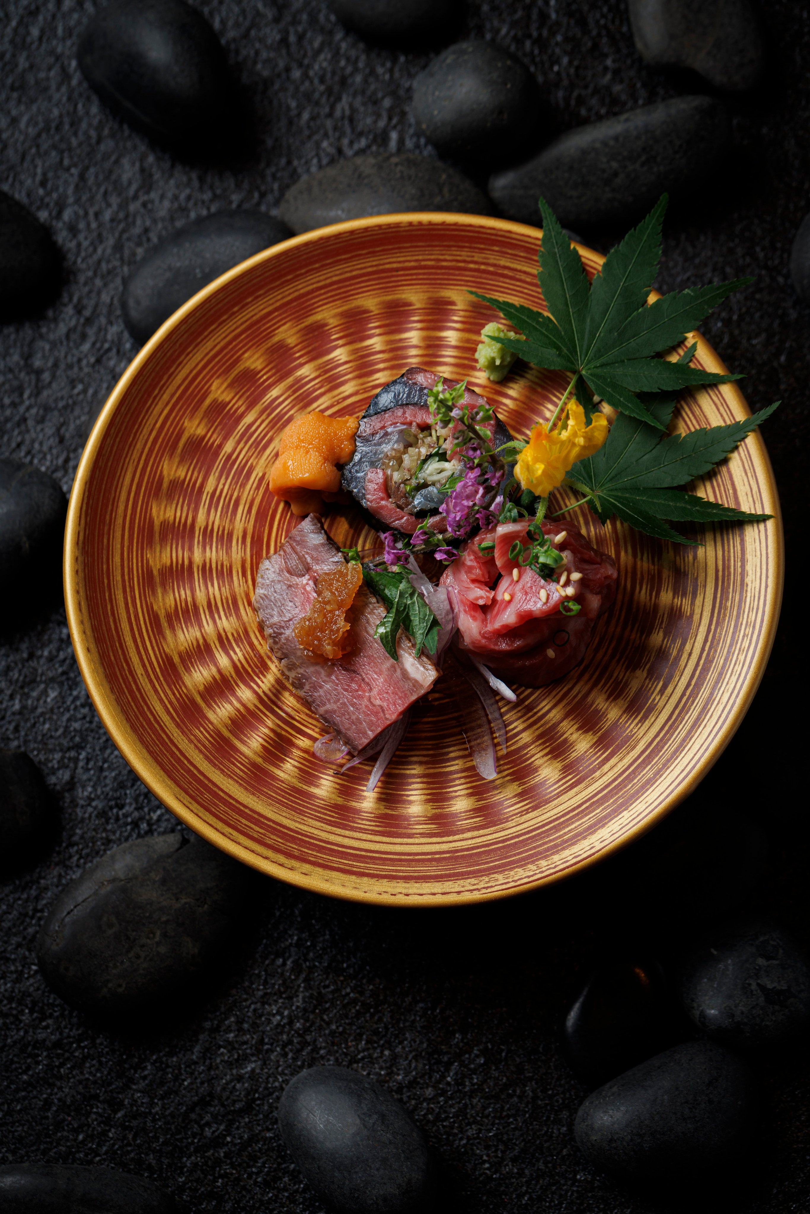 Sea urchin and Wagyu ichibo tartare, Wagyu beef sushi, and smoked cheek meat with Japanese sauce from Yakiniku Yama Oku in Causeway Bay, one of 10 new restaurants in Hong Kong we recommend trying in July 2026. Photo: Yakiniku Yama Oku
