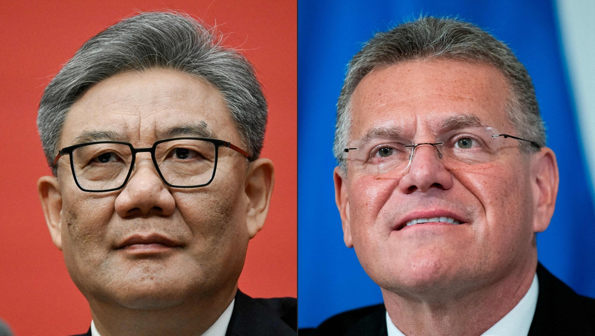 Wang and Sefcovic had an all-day trade negotiating session in Brussels on Monday. Photo: AFP Wang and Sefcovic had an all-day trade negotiating session in Brussels on Monday. Photo: AFP