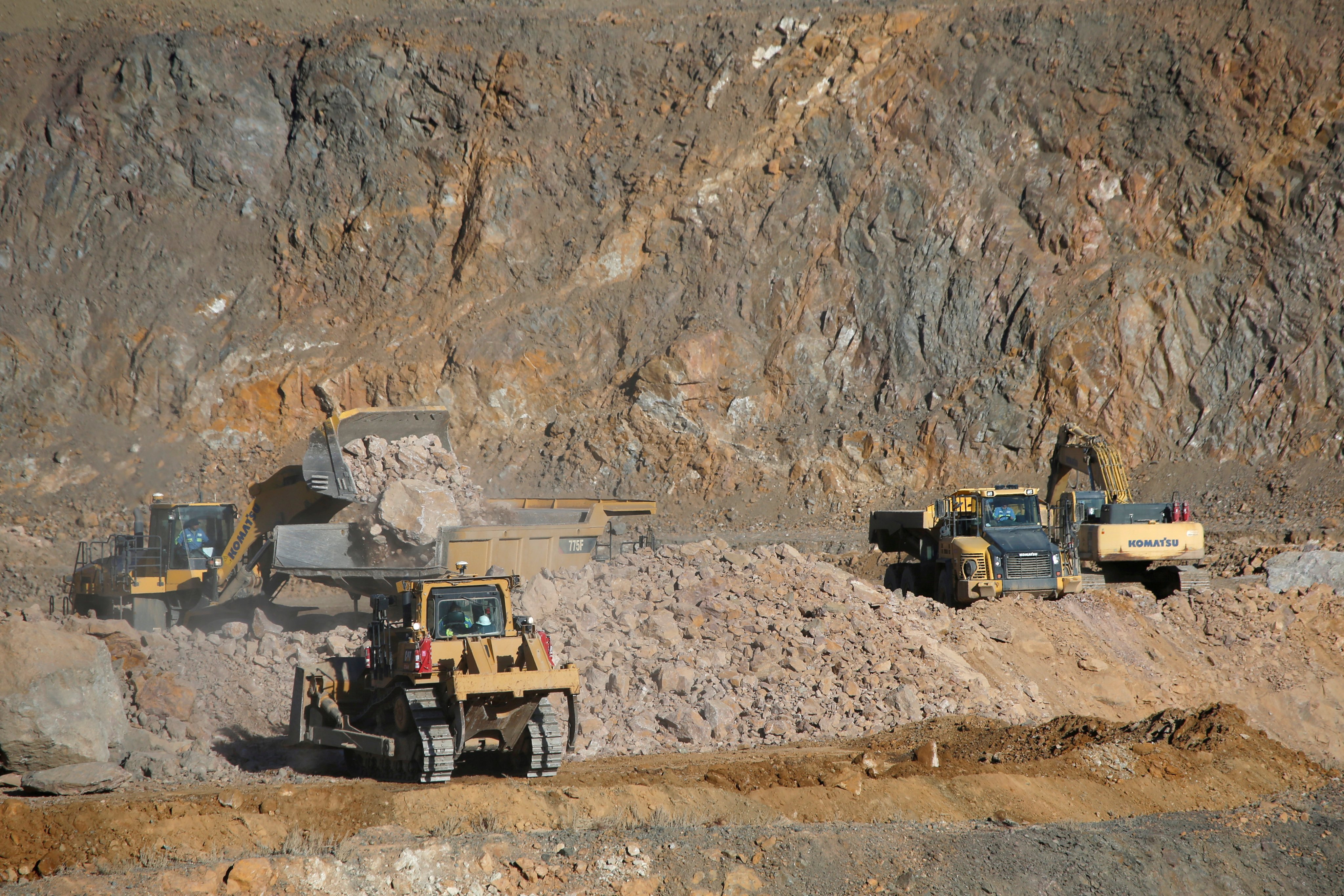 Wheel loaders fill trucks with ore at the MP Materials' rare earths mine in Mountain Pass, California. MP Materials is one of the US companies that China imposed export controls on last week. Photo: Reuters