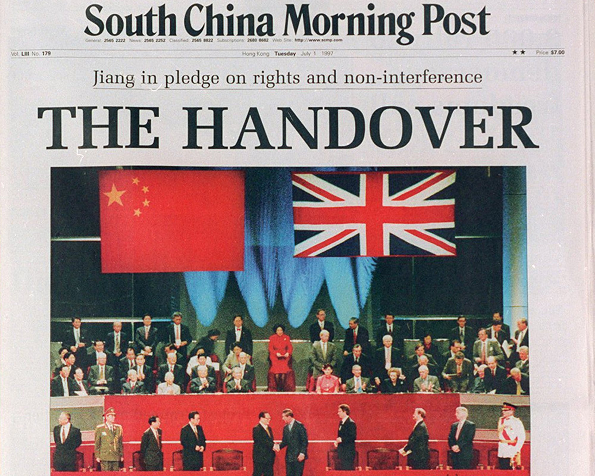 The front page of the South China Morning Post July 1, 1997. Photo: SCMP