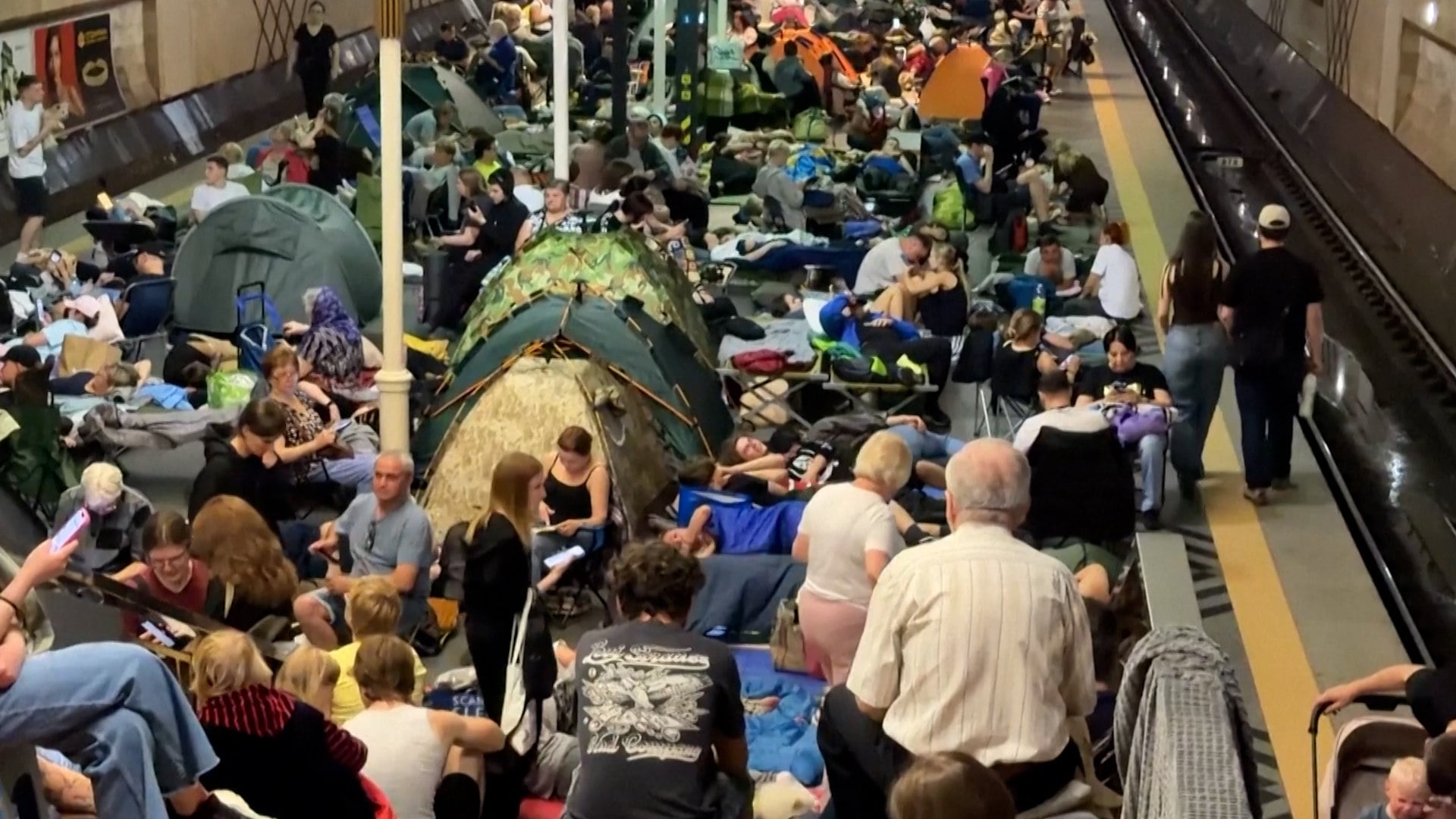 Web thumbnail for Kyiv residents hide in metro stations as Russian drones and missiles hit Ukrainian capital