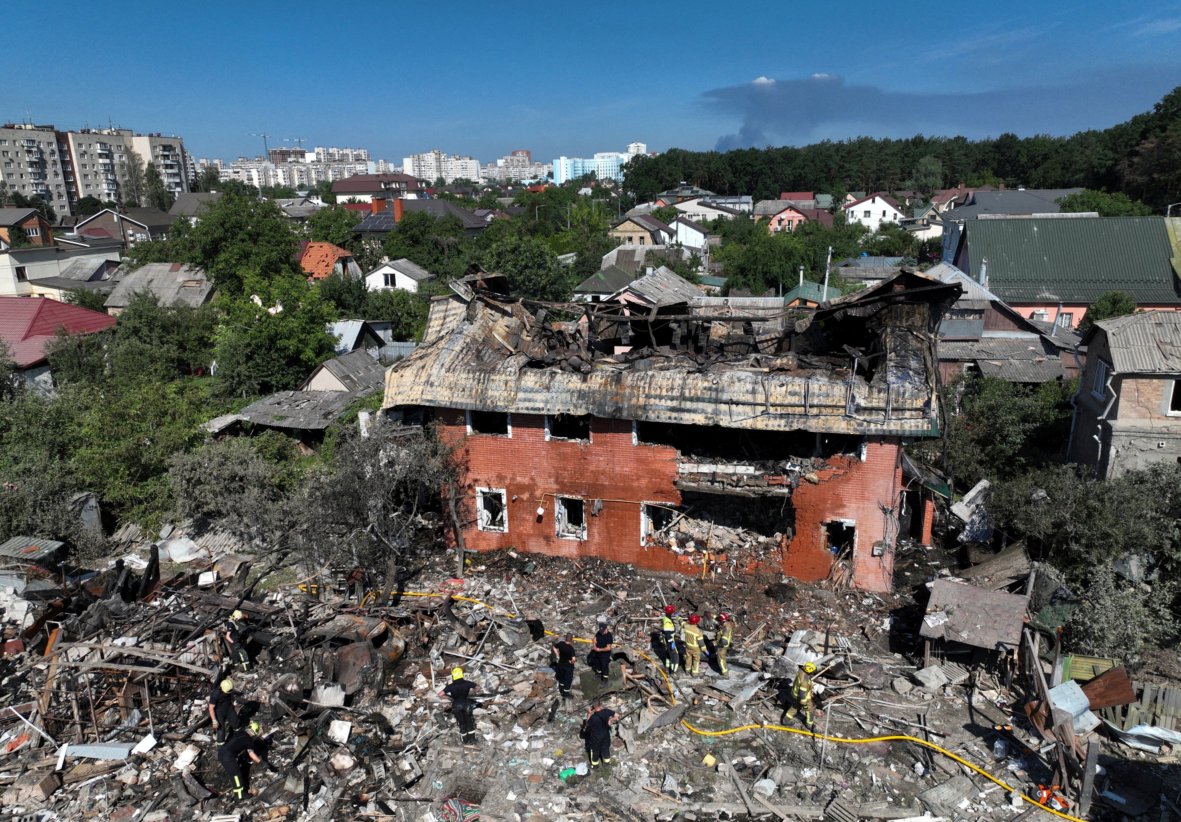 A destroyed house in Kyiv. Photo: Reuters