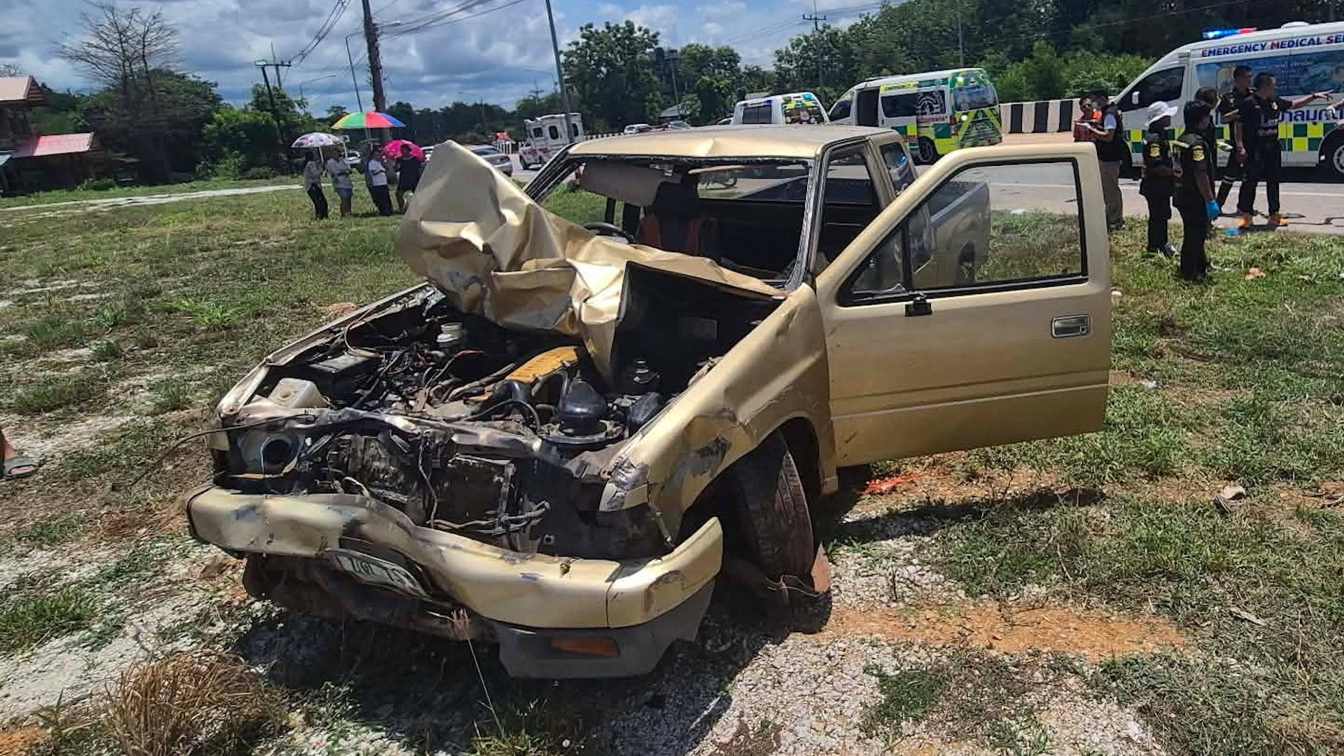 The boy was reportedly behind the wheel of his parents’ truck when he collided with a roadside procession of local monks