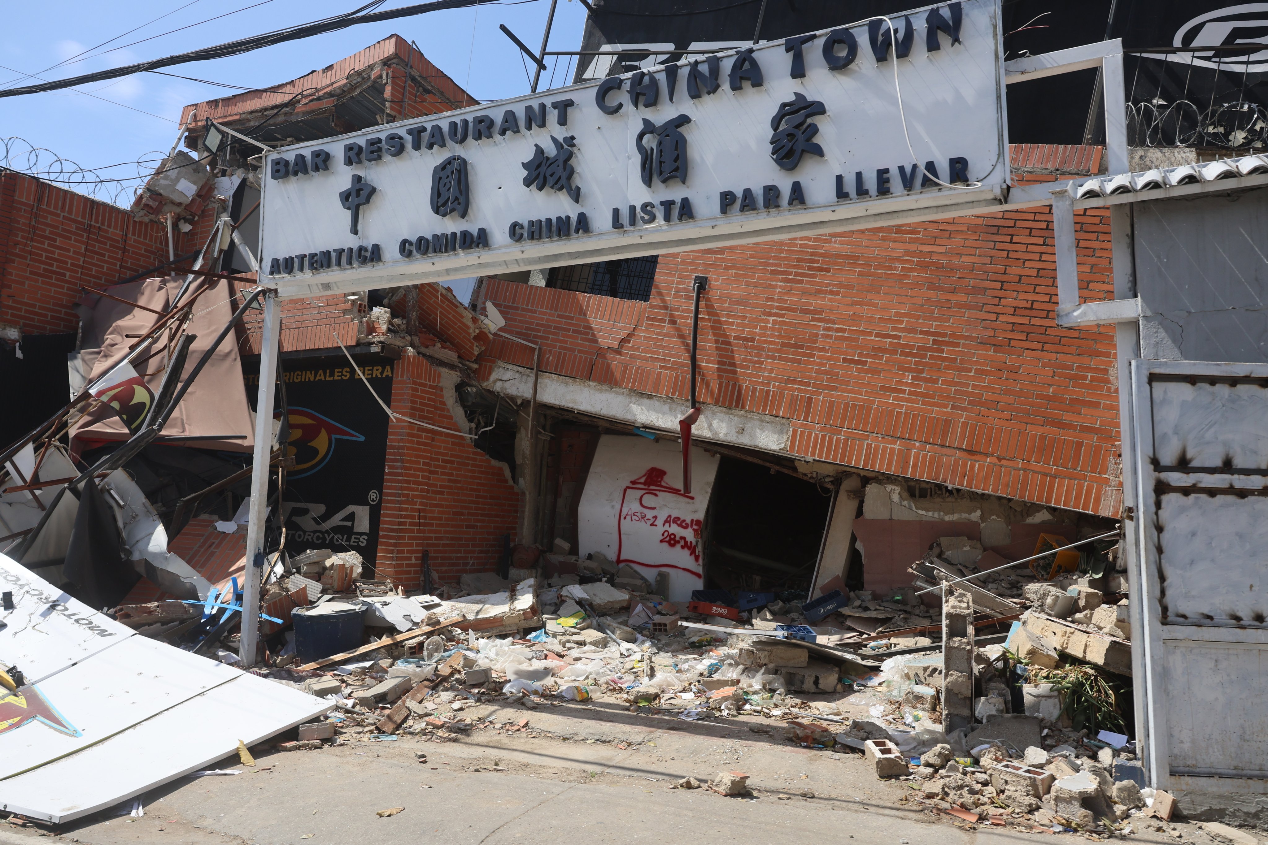 A destroyed Chinese restaurant. Photo: EPA