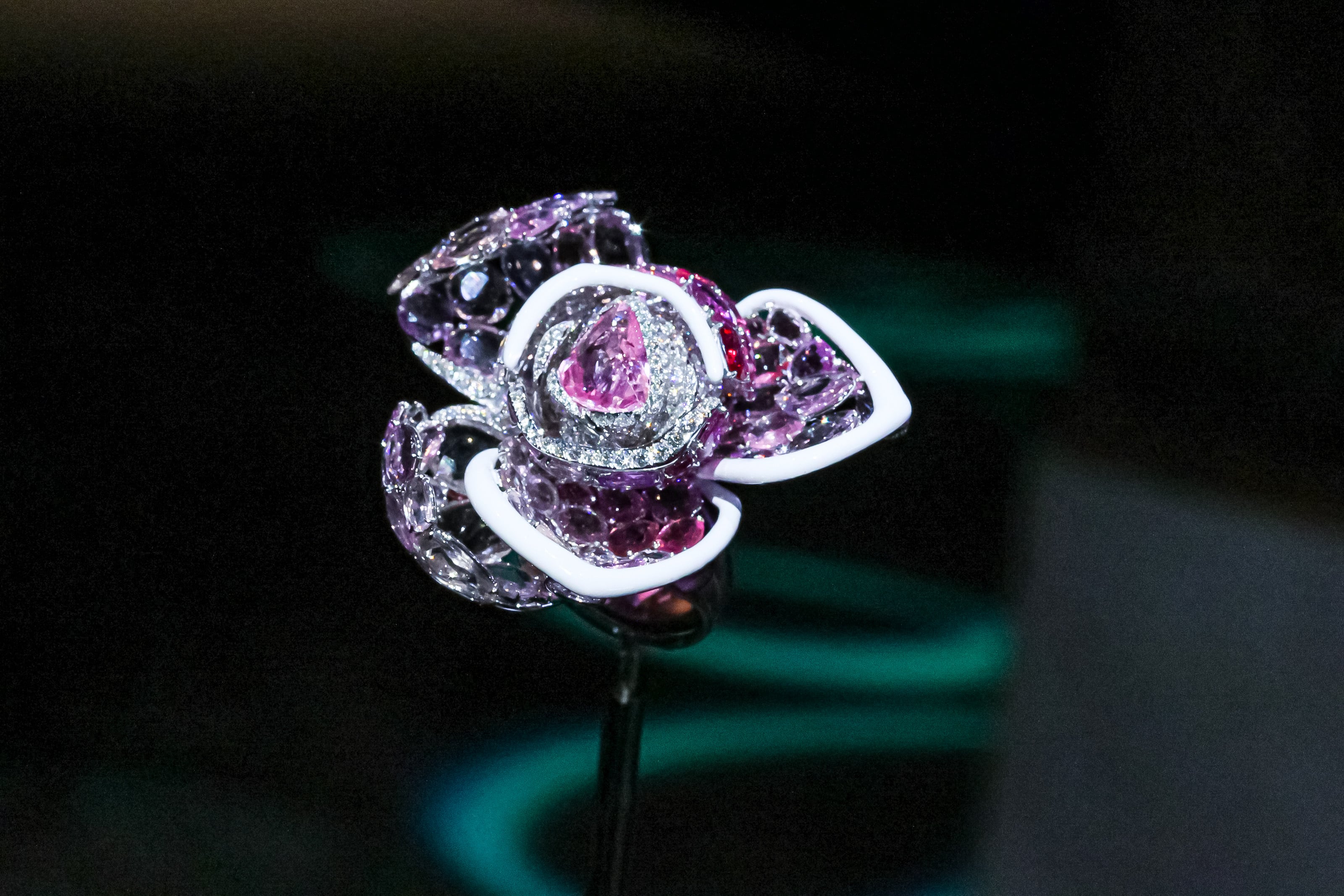 Chinese artist Feng J has been crafting her innovative translucent “floating set” jewels for a decade. Pictured here is the La Vie en Rose ring. Photo: Handout