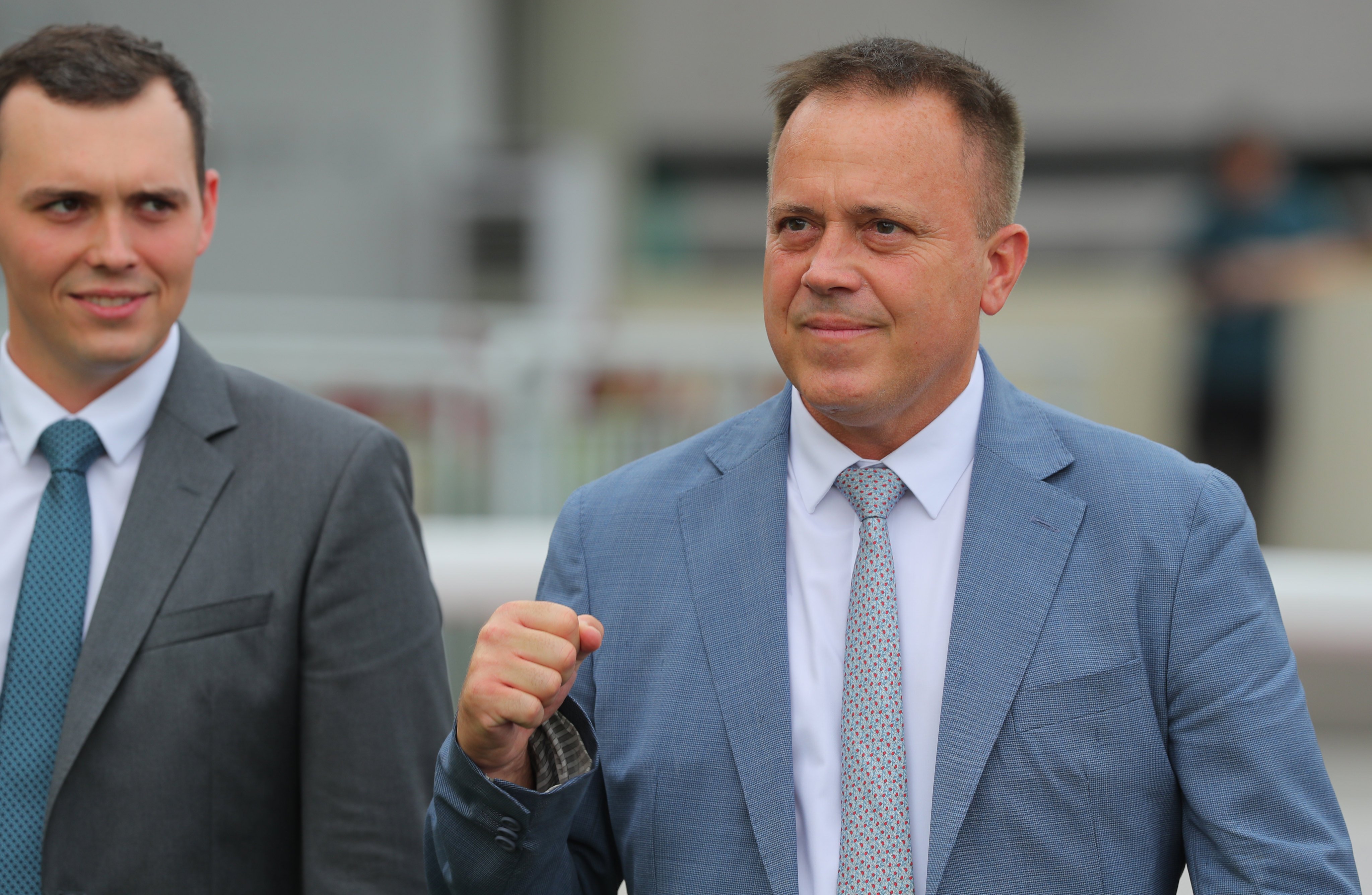 Caspar Fownes and his son Ronan celebrate a Sha Tin winner. Photos: Kenneth Chan