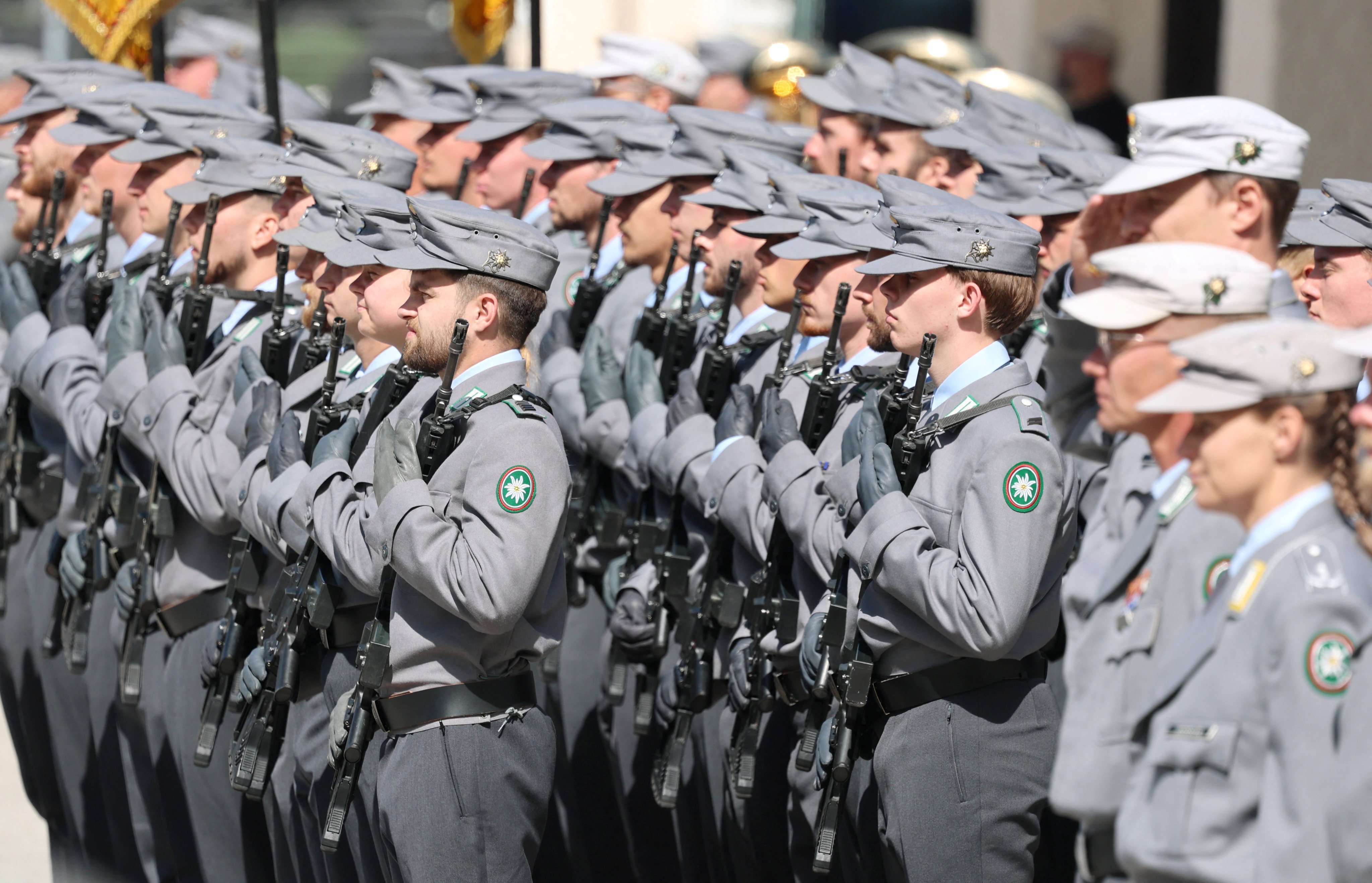 German soldiers attend a ceremony at Mountain Troops Day in Mittenwald on Thursday. Photo: Reuters