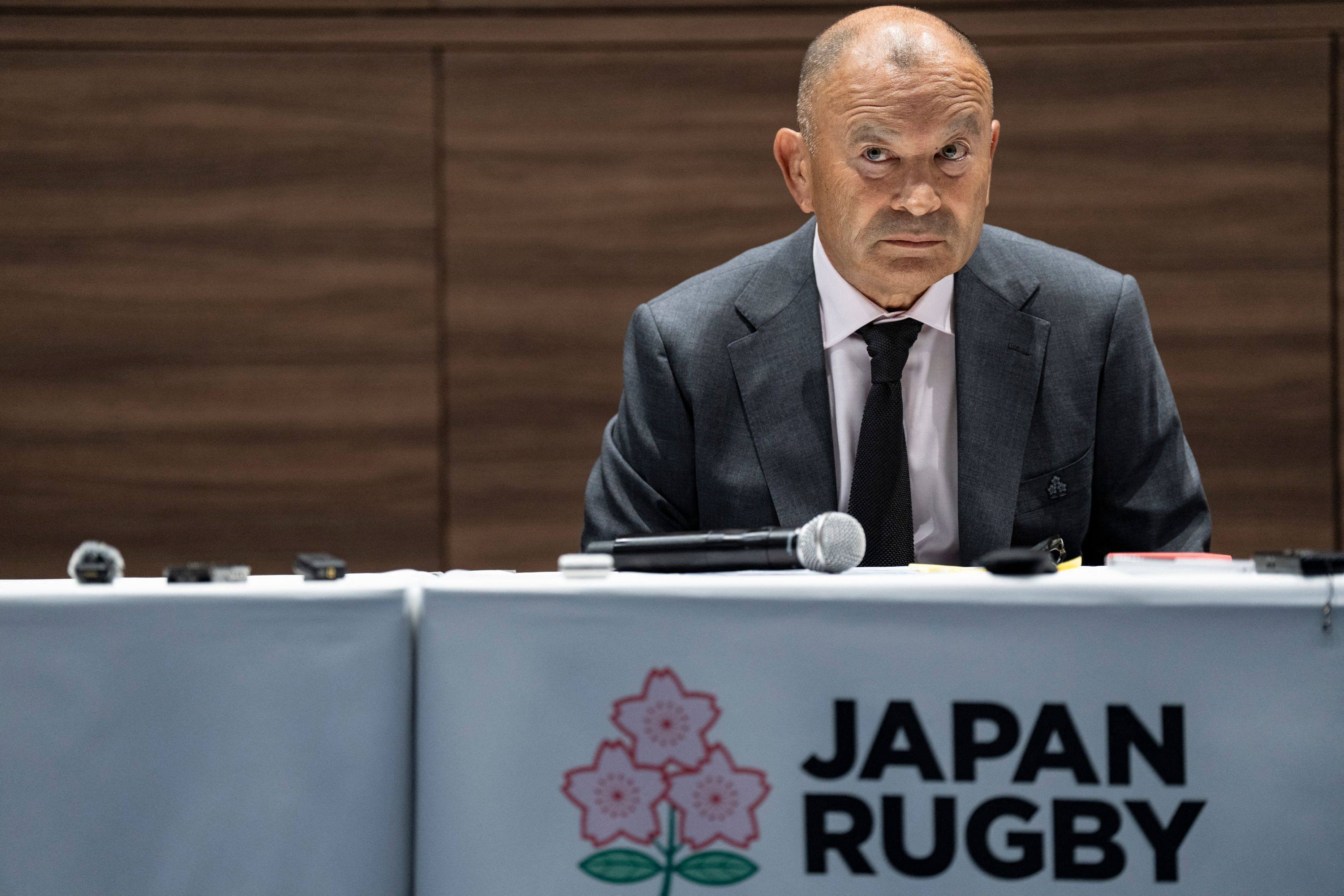 Eddie Jones is serving the last game of a four-match suspension imposed by the Japan Rugby Football Union for abusing match officials on a tour of Australia this year. Photo: AFP