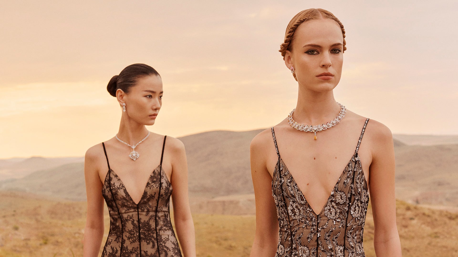 The Victory pendant and necklace on display at Louis Vuitton’s high jewellery presentation of Mythica in the deserts of Marrakech. Photo: Handout
