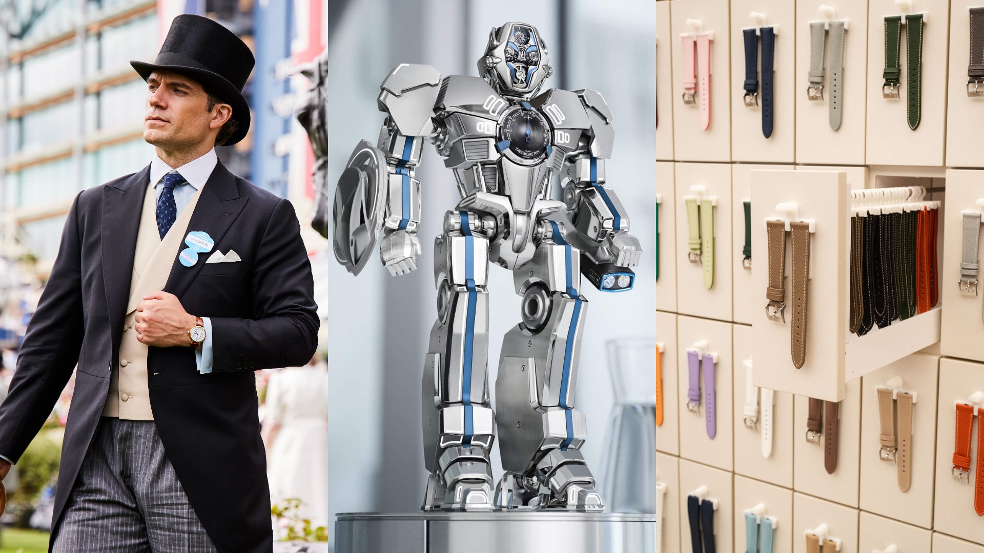 Henry Cavill sports a vintage Longines Monopusher Chronograph at the Royal Ascot 2026; MB&F release the HM12, a watch that includes a robot stand; and Delugs opens its boutique in Hong Kong. Photos: Handout