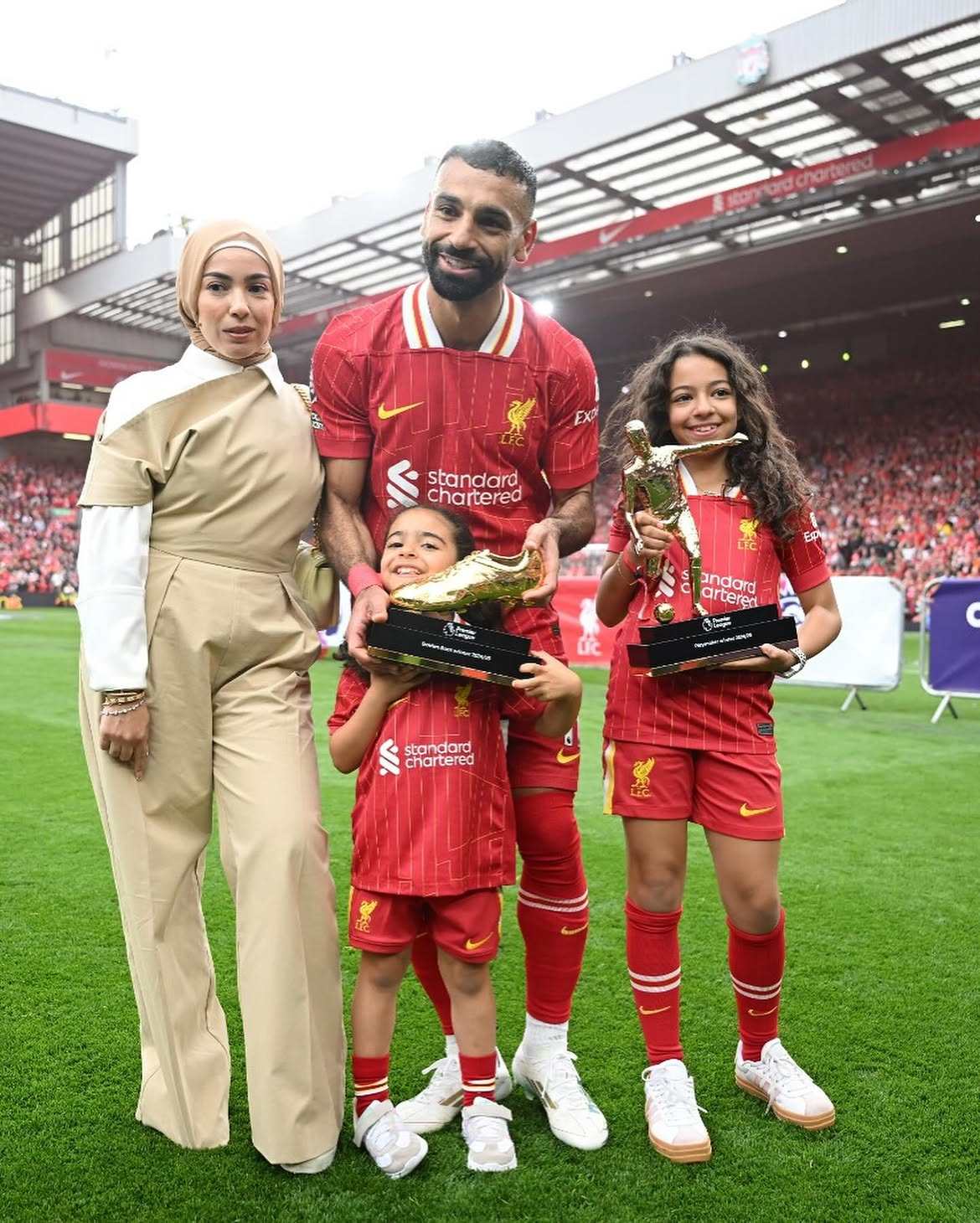 Mohamed Salah and Magi Sadeq with their two daughters last year. Photo: @mosalah/Instagram