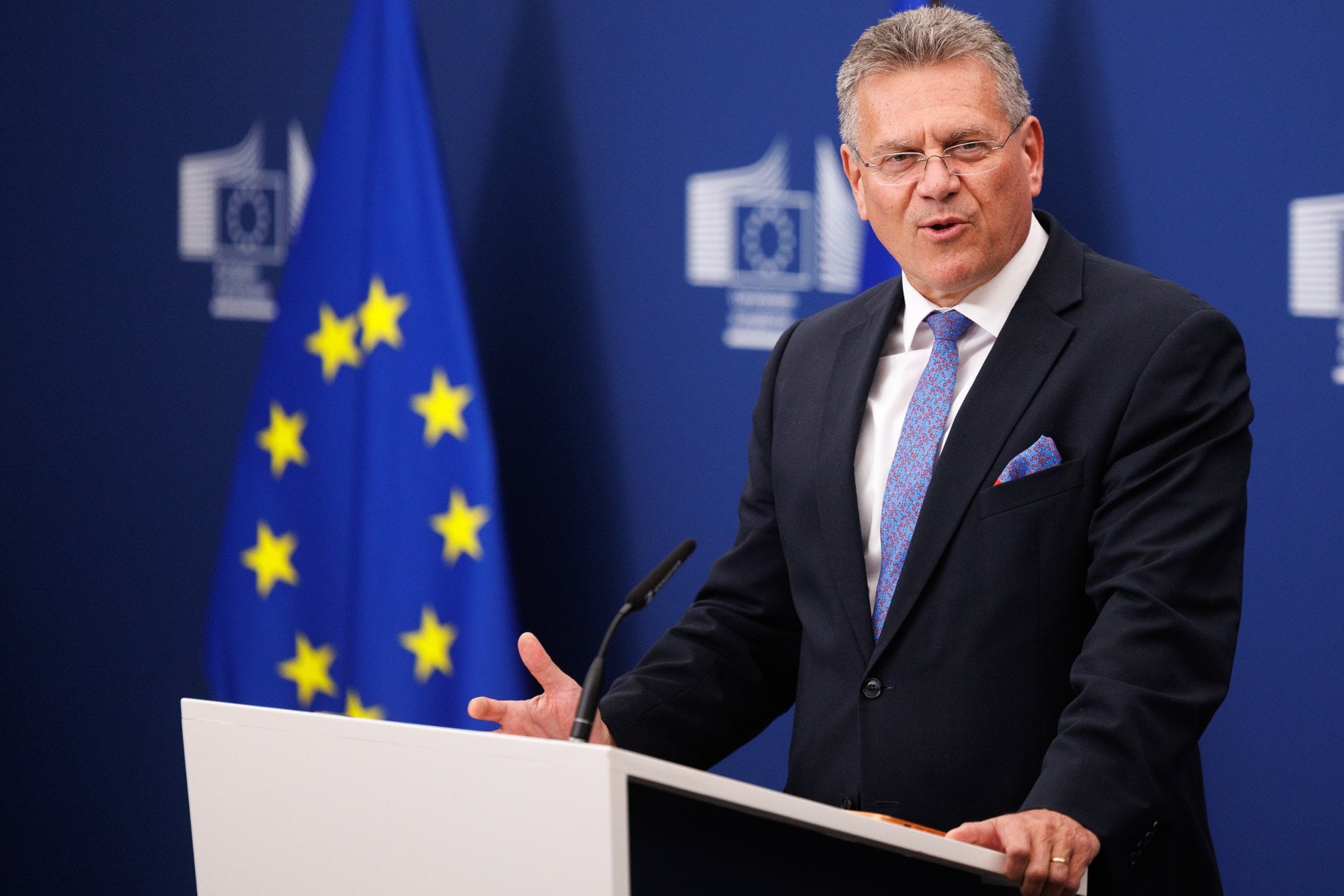 EU trade chief Maros Sefcovic has set an October deadline for talks with Beijing to show tangible results. Photo: EPA
