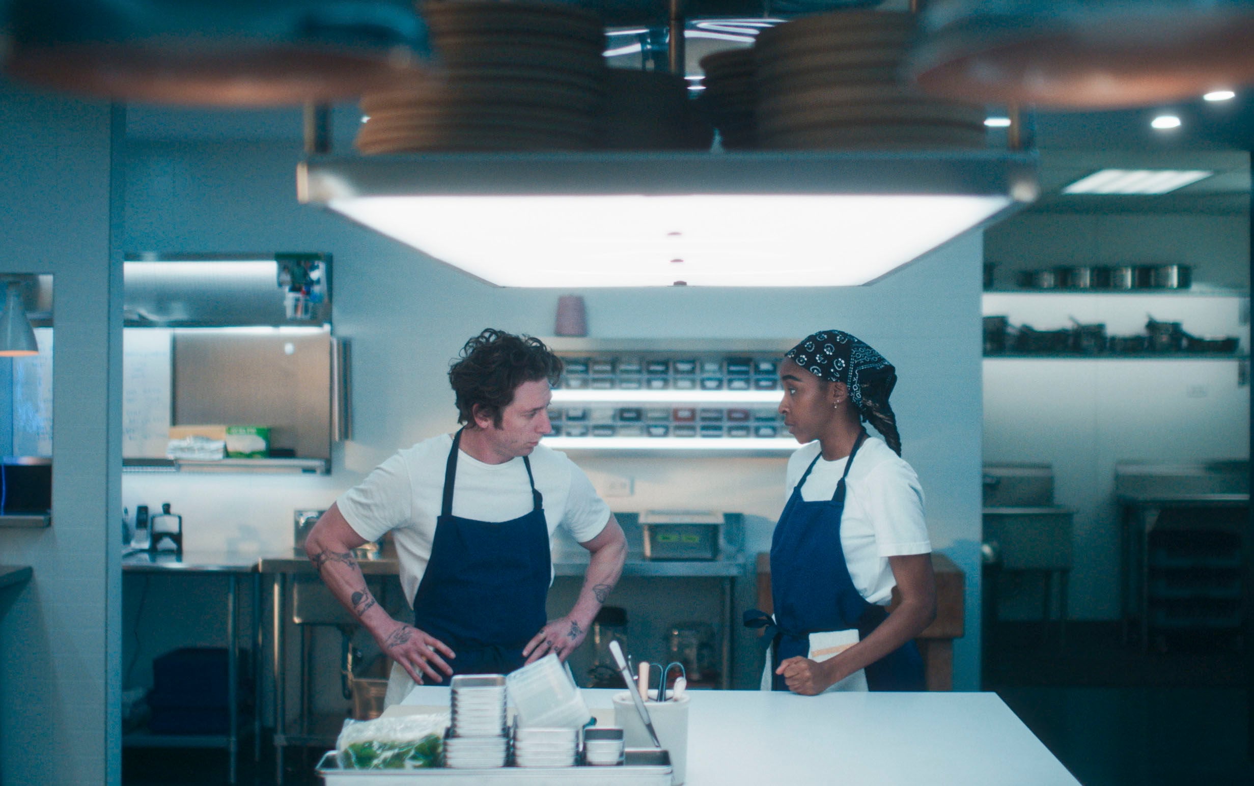 Jeremy Allen White (left) and Ayo Edebiri in a still from The Bear. Photo: TNS