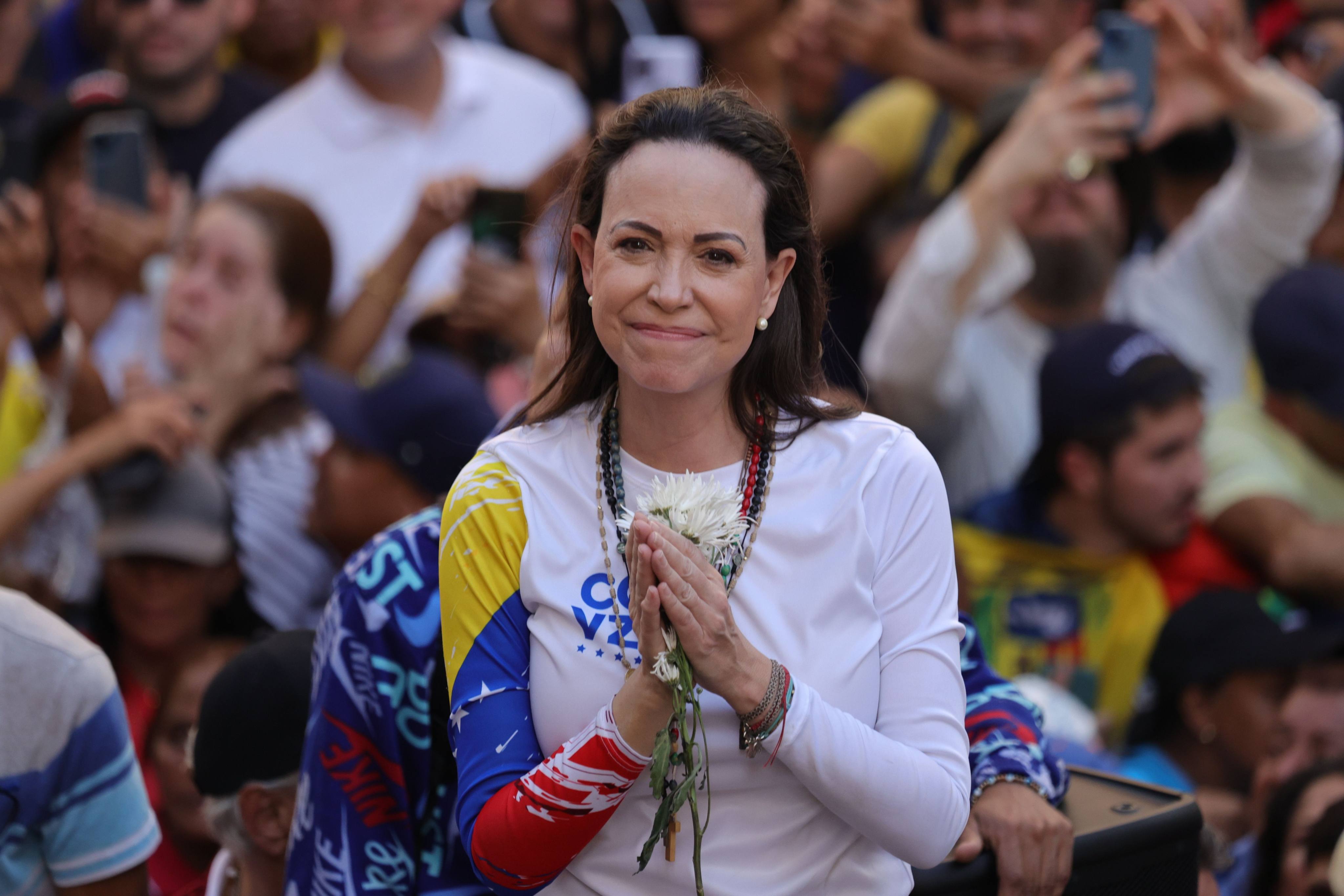 Venezuelan opposition leader Maria Corina Machado leads a demonstration in Caracas in January 2025. Photo: dpa