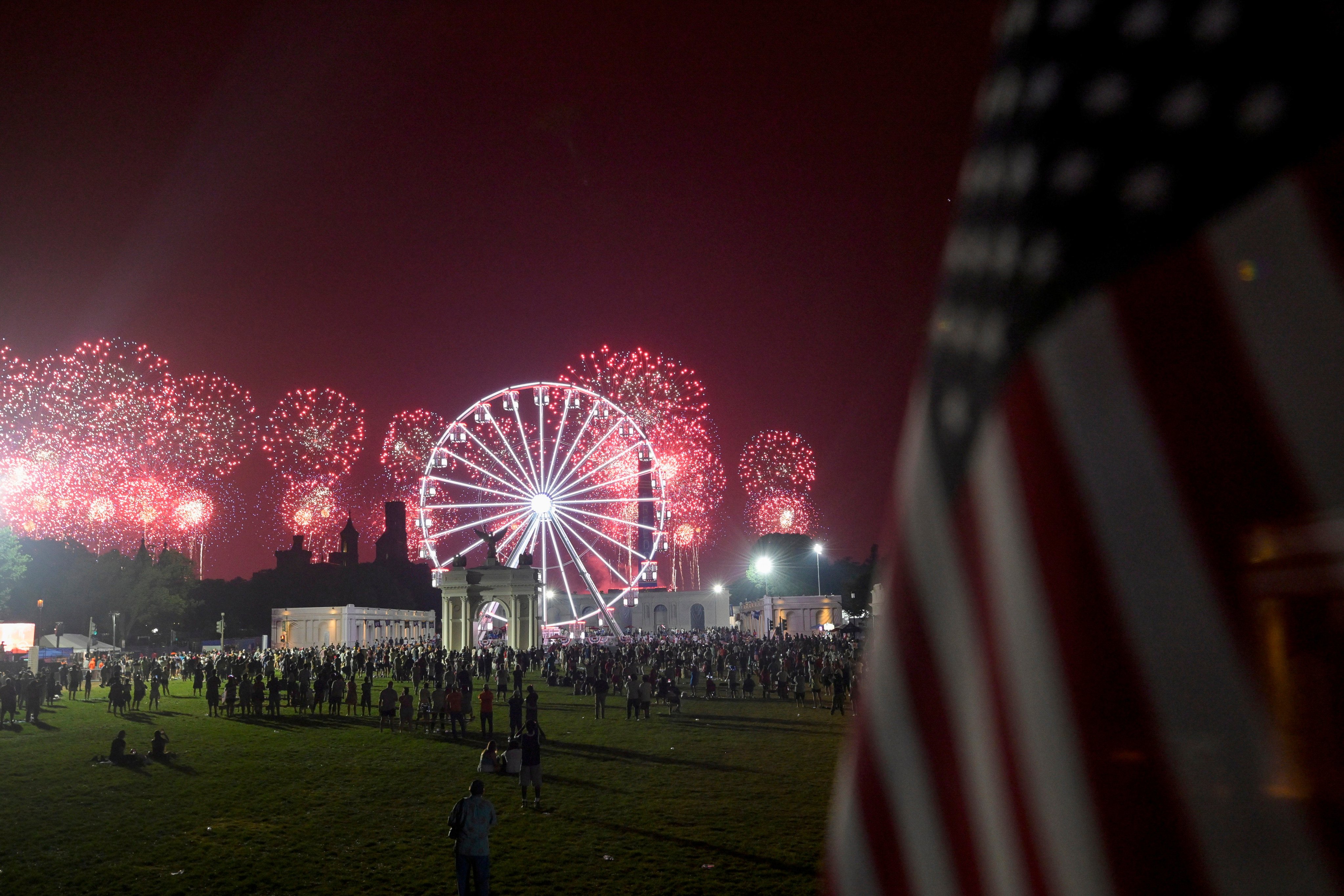 Fireworks explode during the “Great American State Fair” on the National Mall in Washington. Photo: AP
