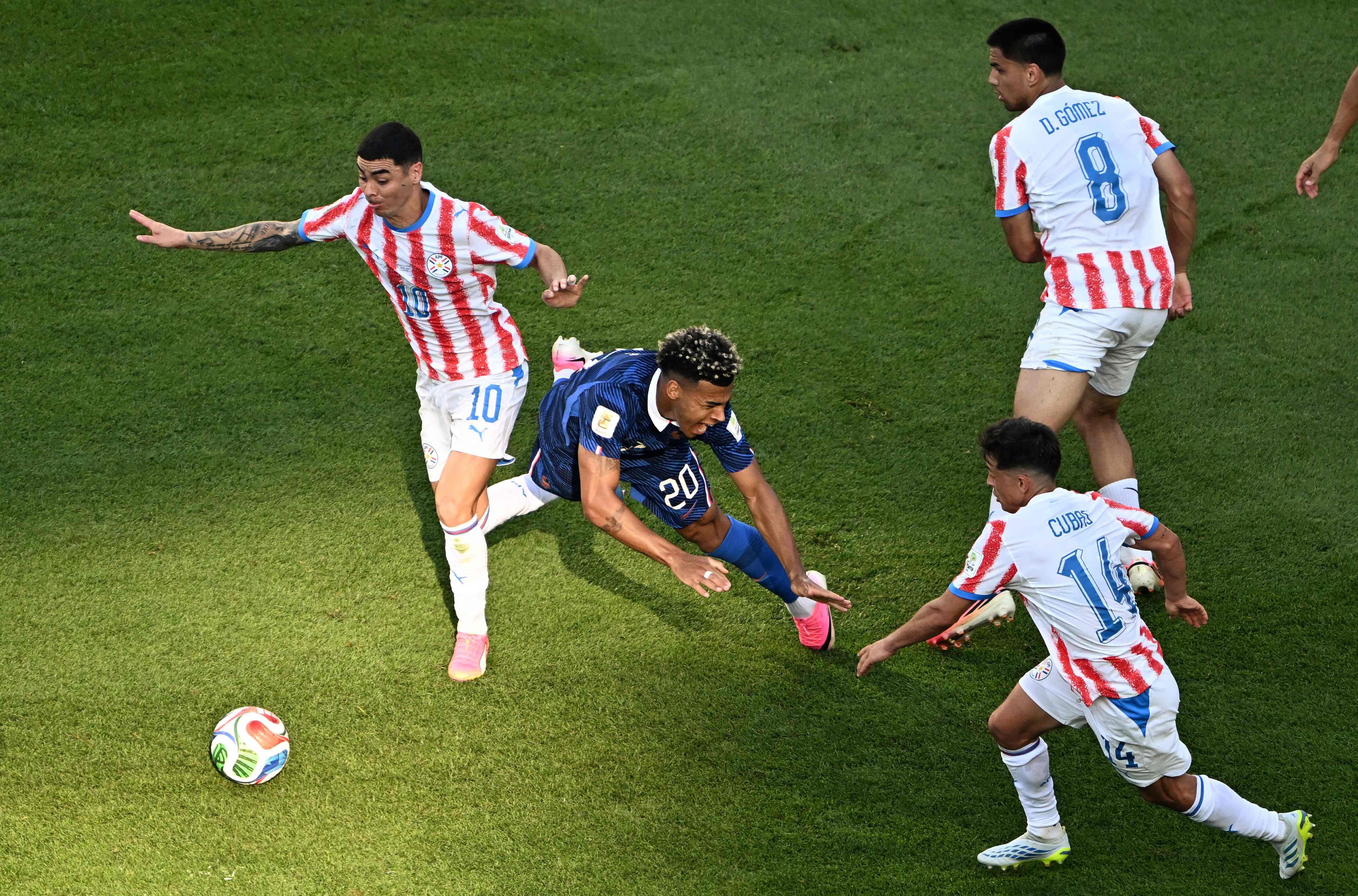 Paraguay appeared more intent on kicking their French opponents than trying to score during the last 16 encounter in the World Cup. Photo: AFP