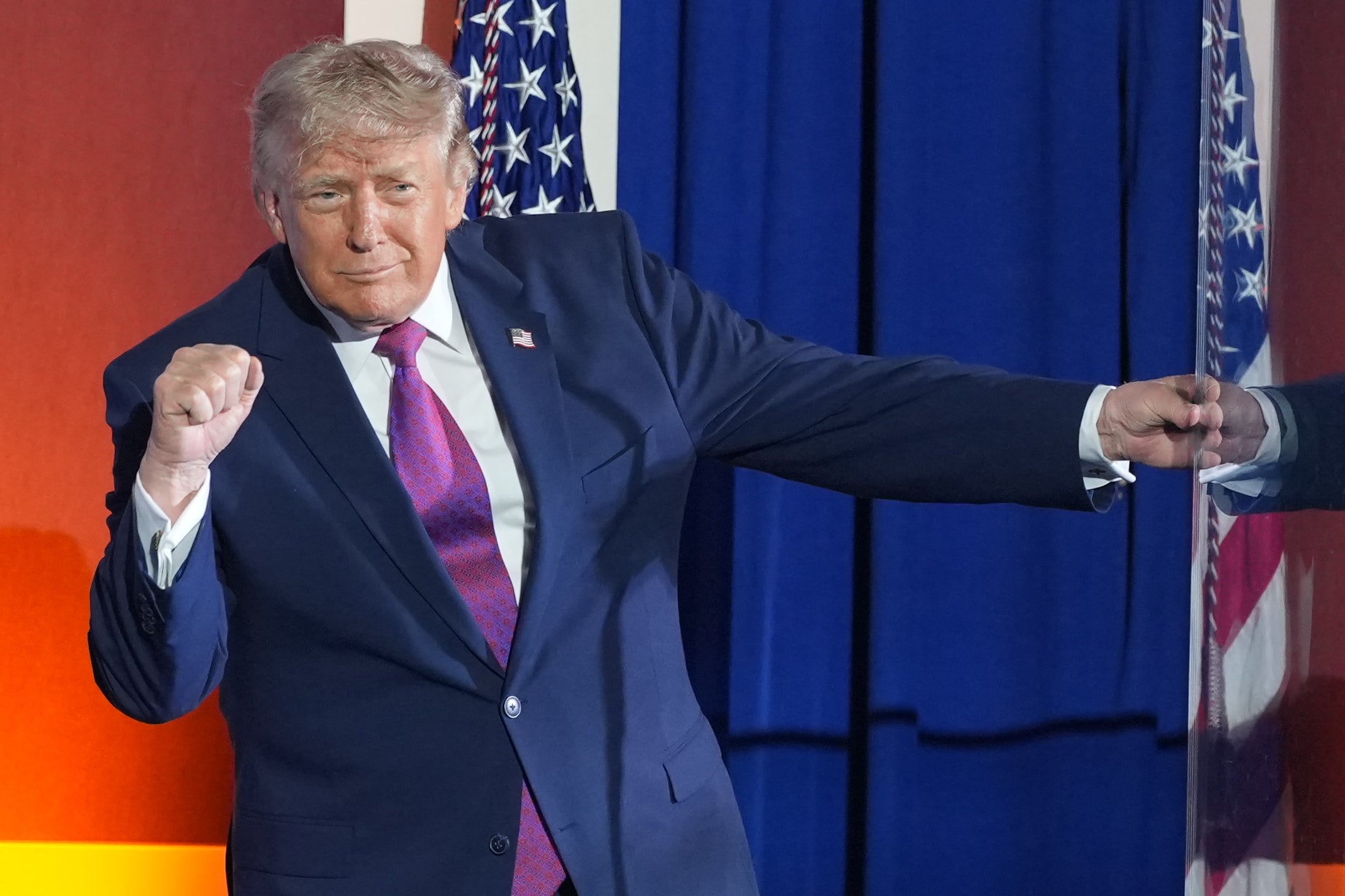 US President Donald Trump gestures after speaking at Mount Rushmore National Memorial on Friday. Photo: AP