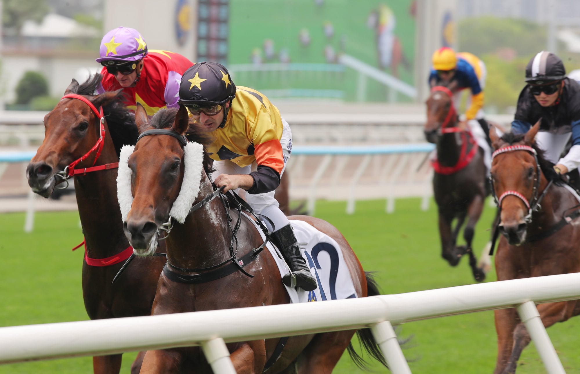 Zouper Fellow, ridden by Andrea Atzeni, wins at Sha Tin.